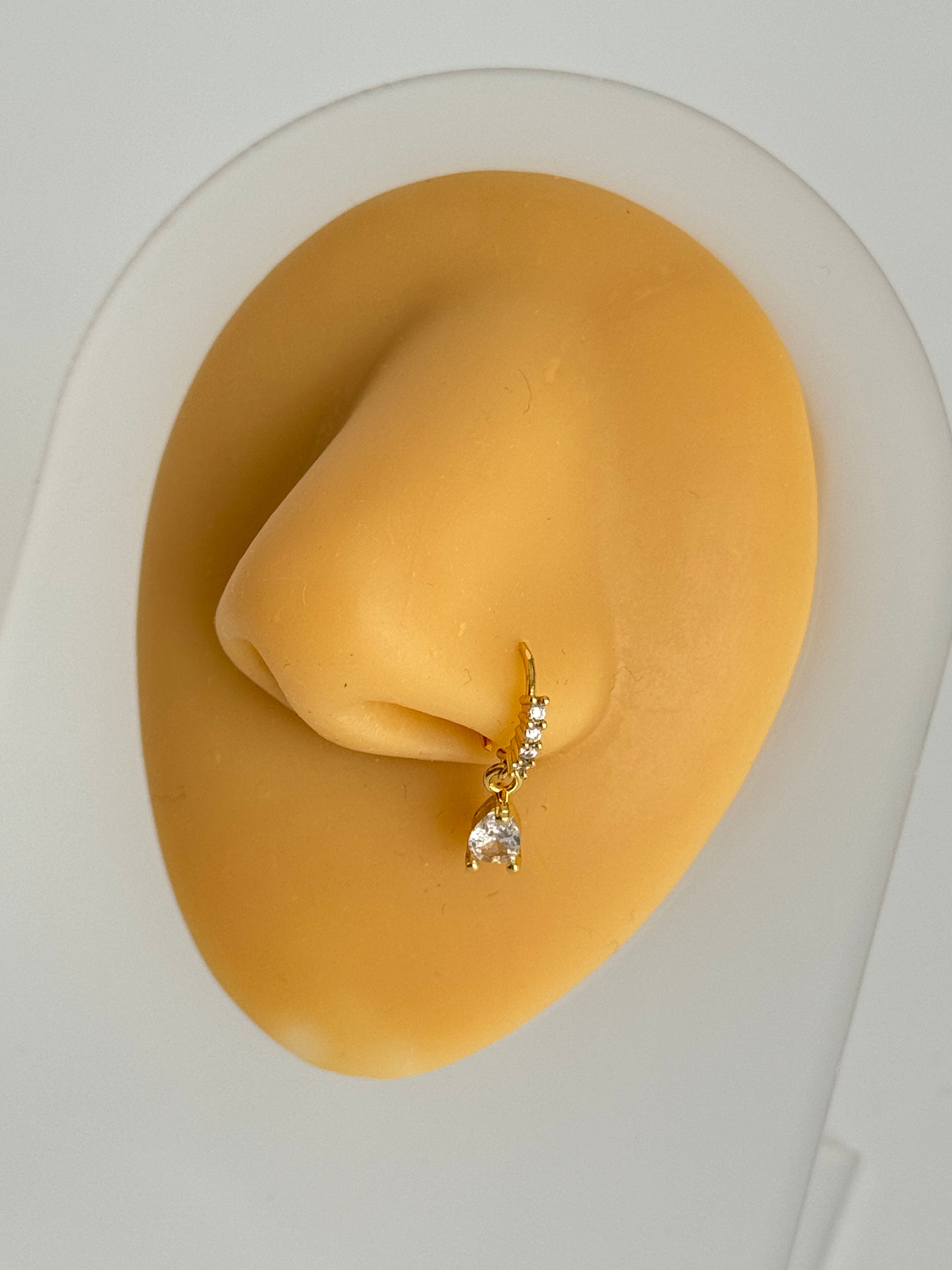 İTHAL DAMLA TAŞ DETAYLI BURUN HIZMA PİERCİNG