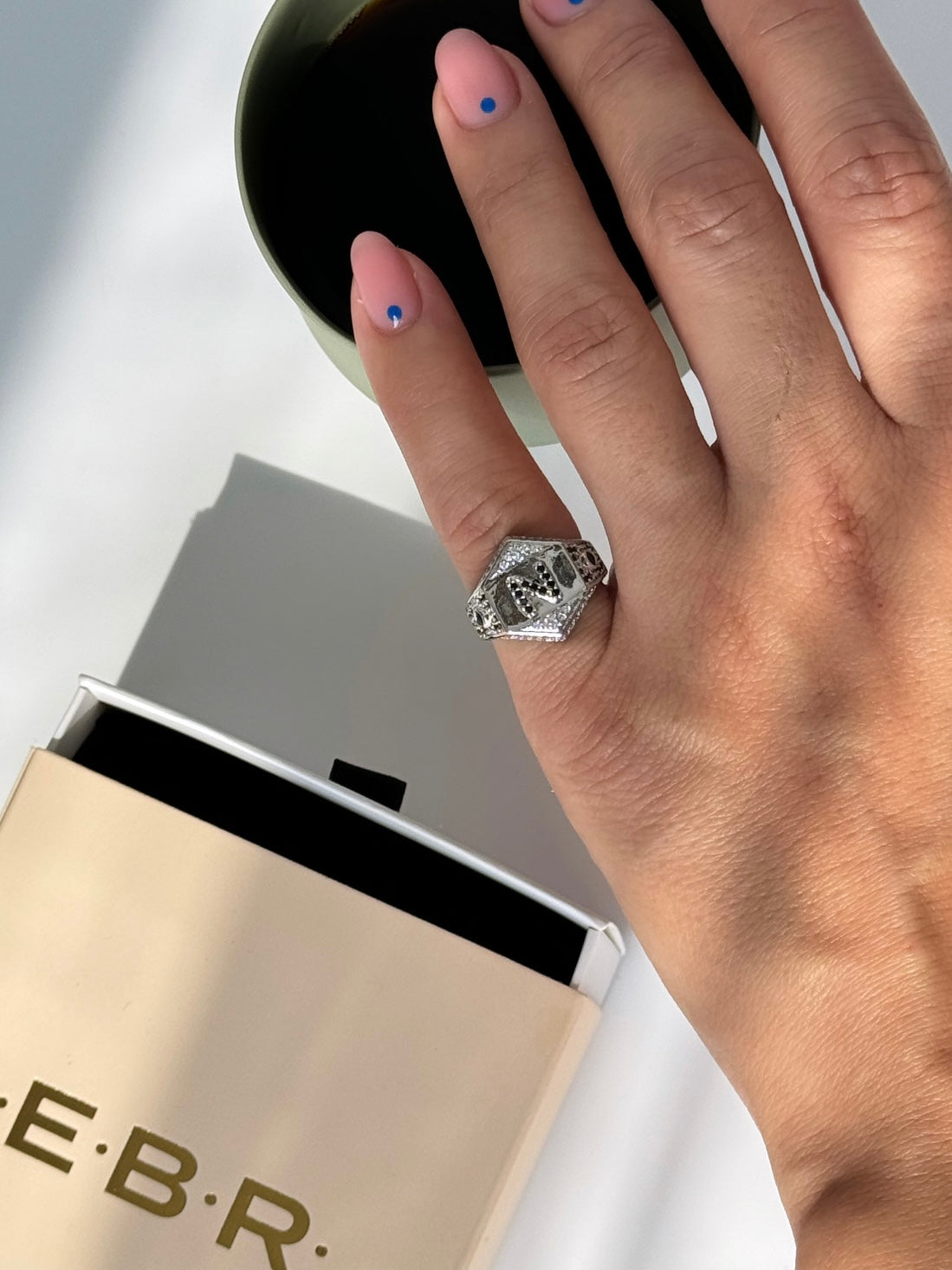 İTHAL N HARF AYARLANABİLİR SİLVER SERÇE PARMAK YÜZÜK