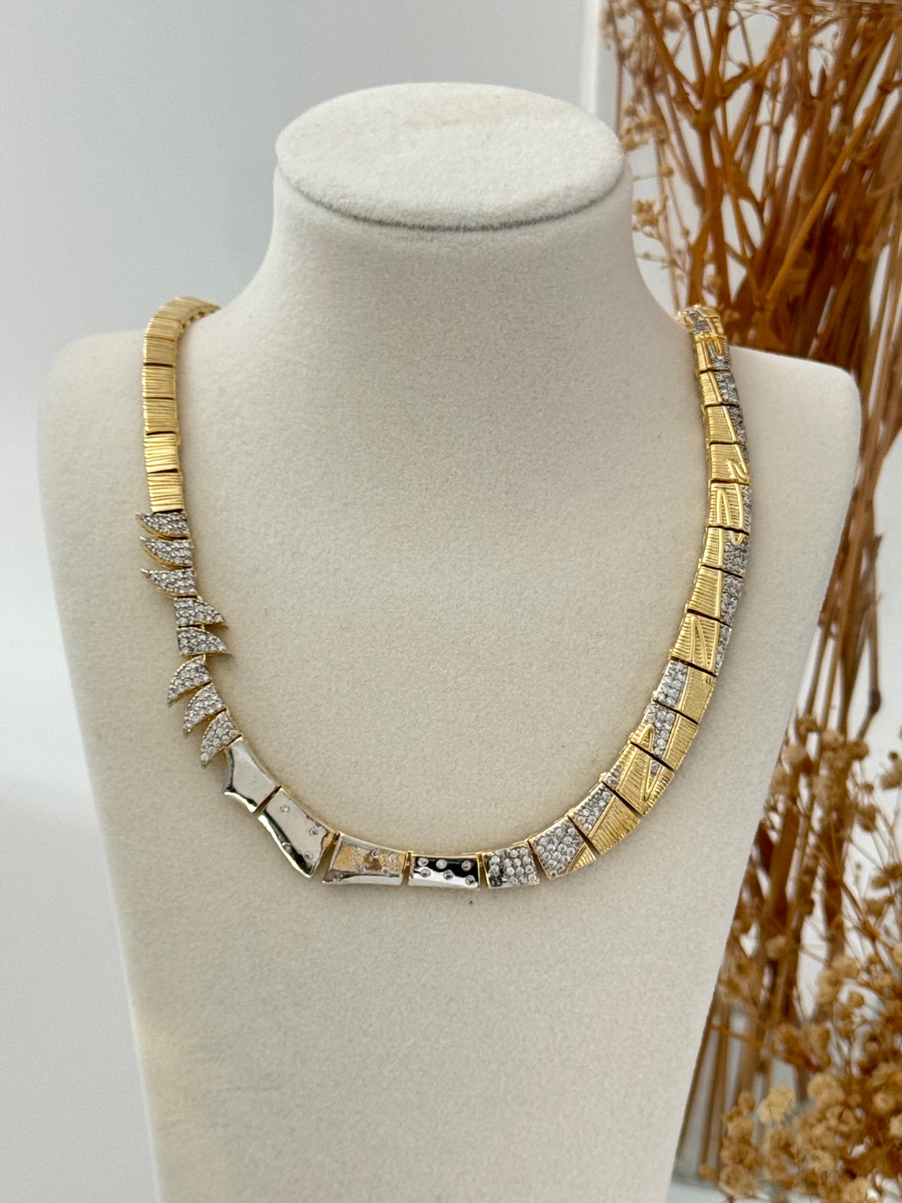TOREZ İTHAL TAŞ DETAYLI GOLD KOLYE