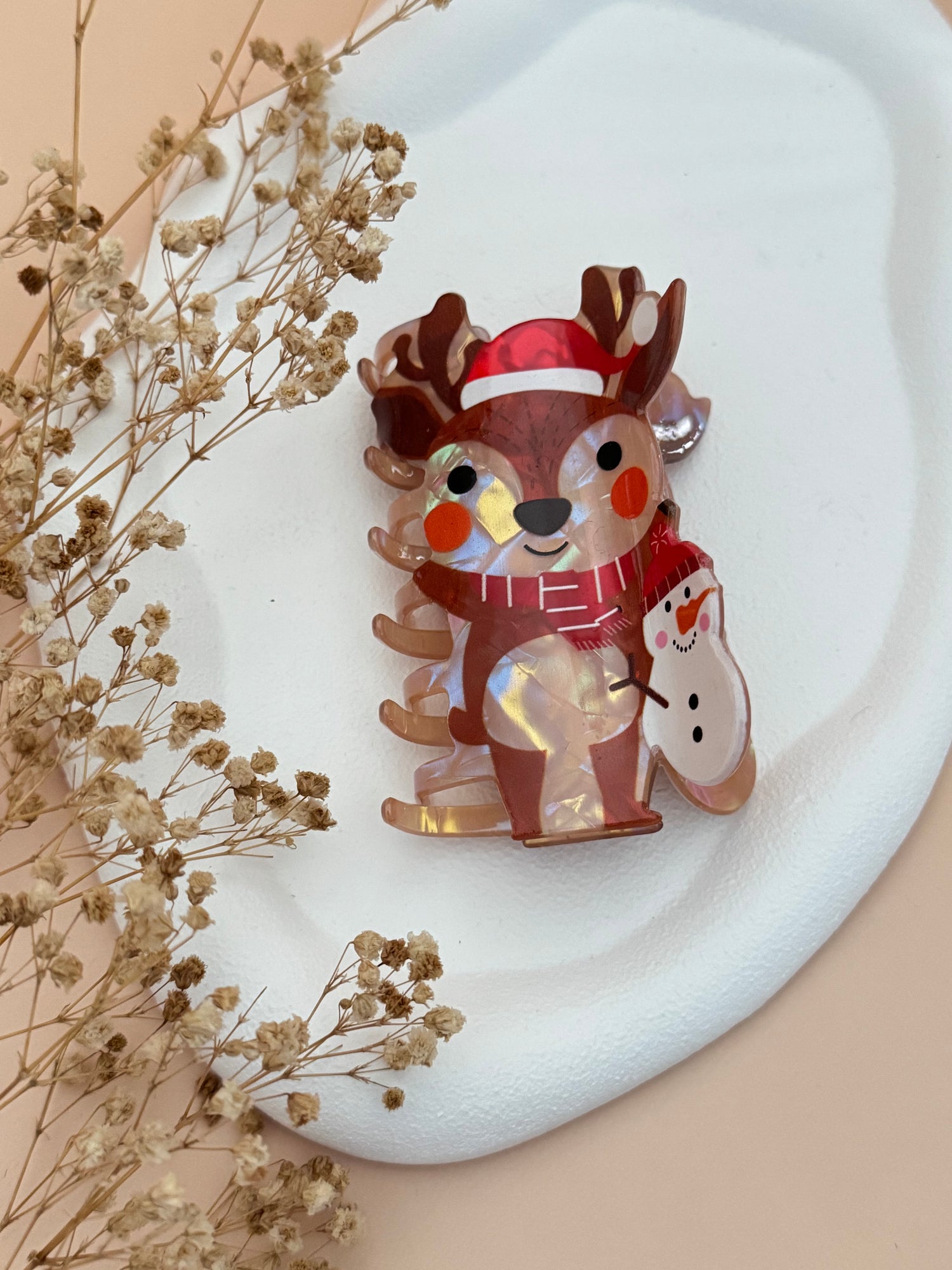 İTHAL GEYİKLİ KARDAN ADAM DETAYLI KEMİK MANDAL TOKA