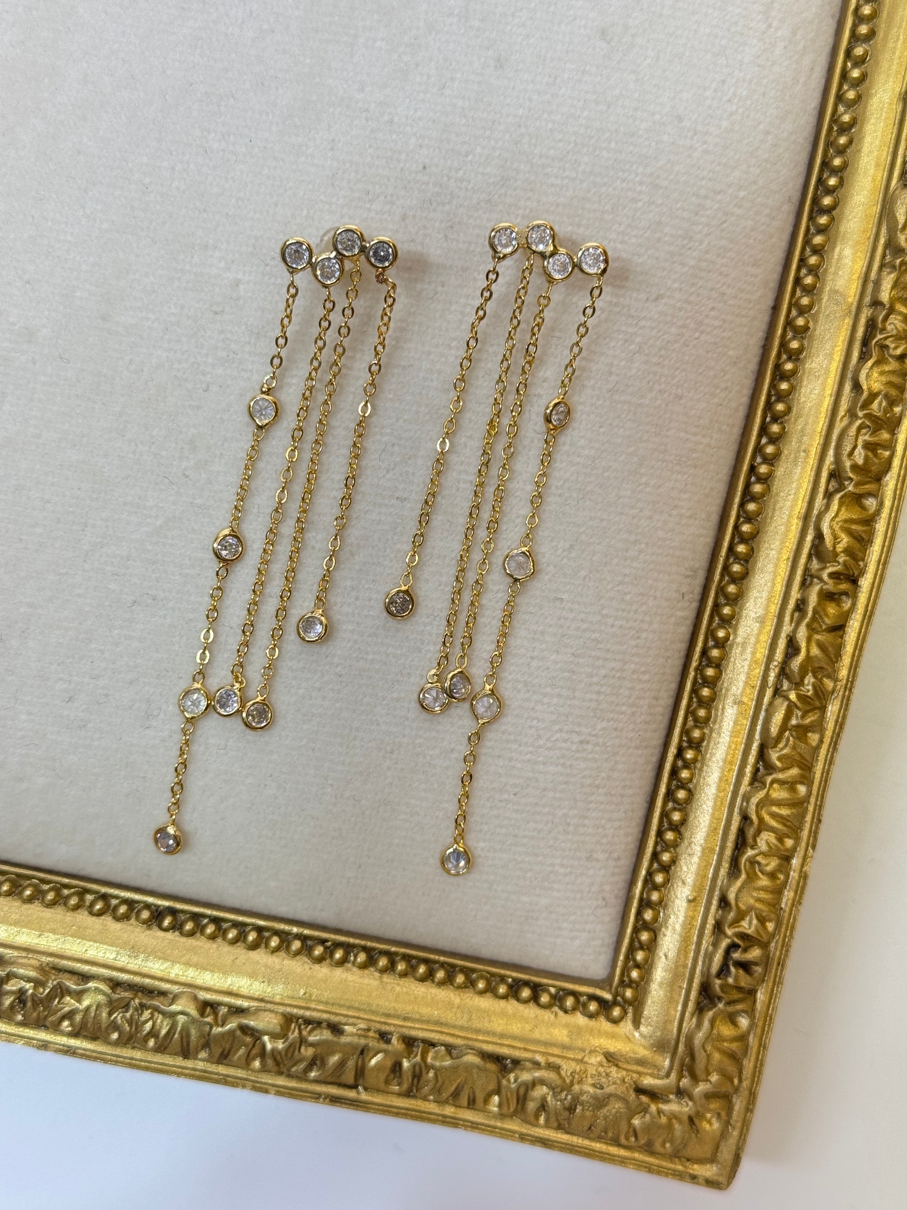 TAŞLI PÜSKÜLLÜ GOLD KÜPE