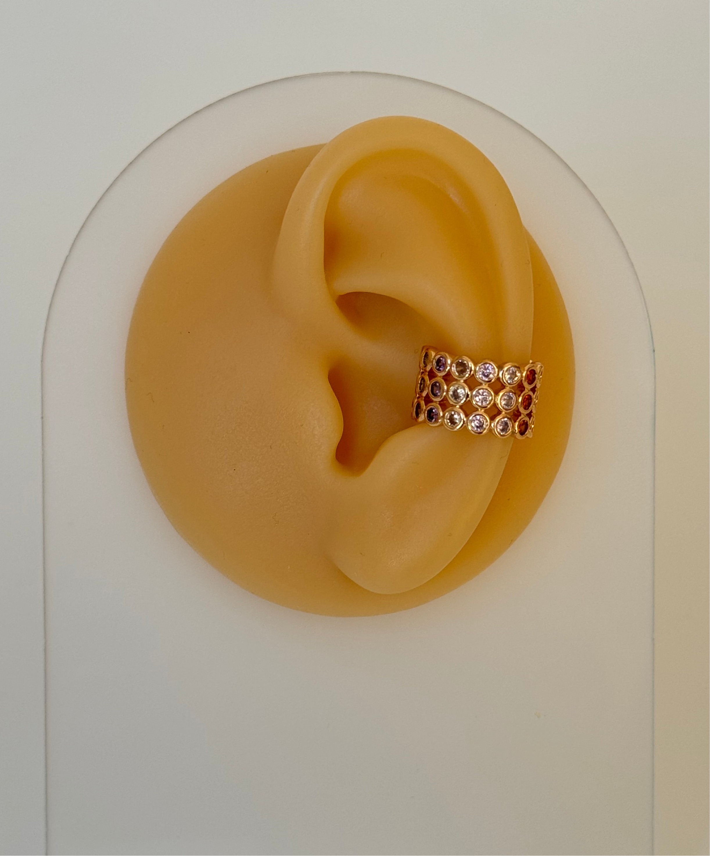 İTHAL RENKLİ TAŞLI GOLD KIKIRDAK KÜPE EARCUFF