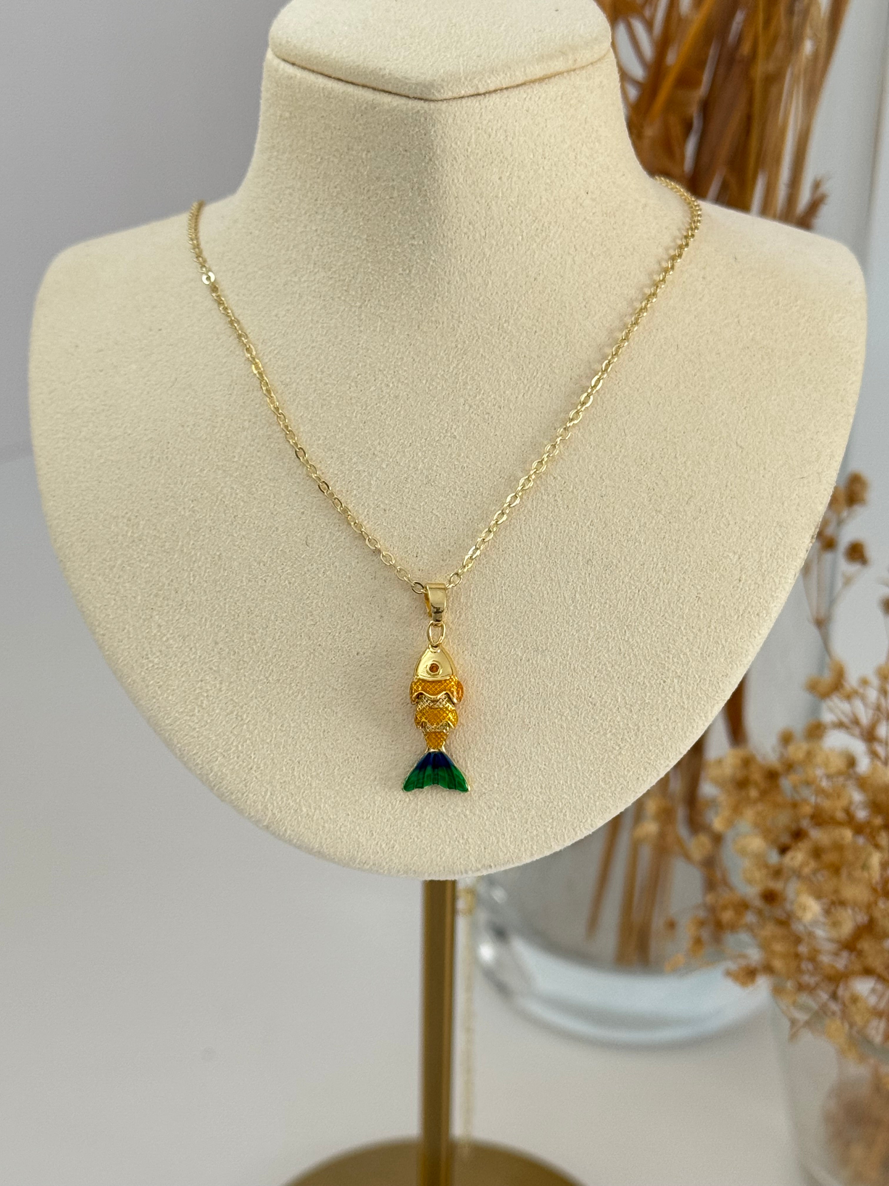 İTHAL BALIK DETAYLI GOLD KOLYE