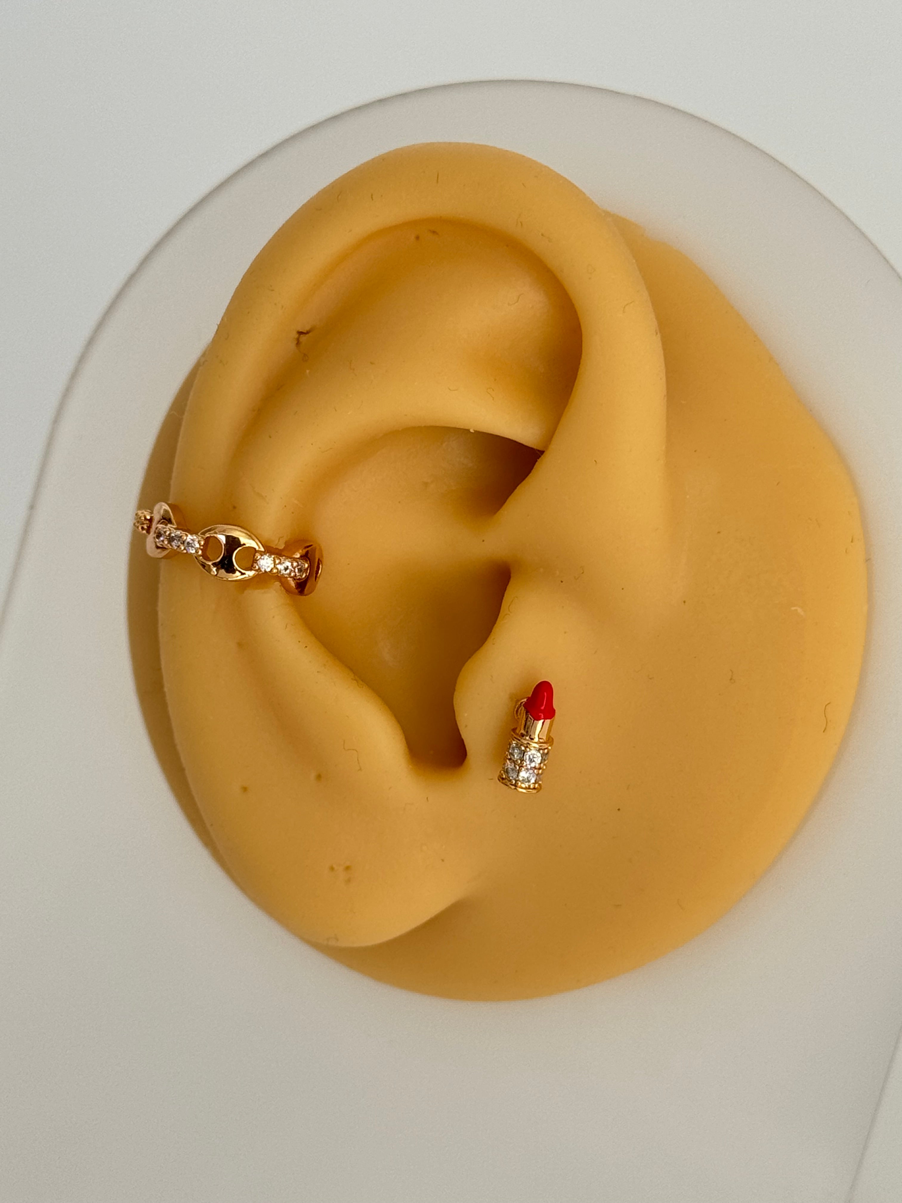 İTHAL RUJ DETAYLI GOLD PİERCİNG