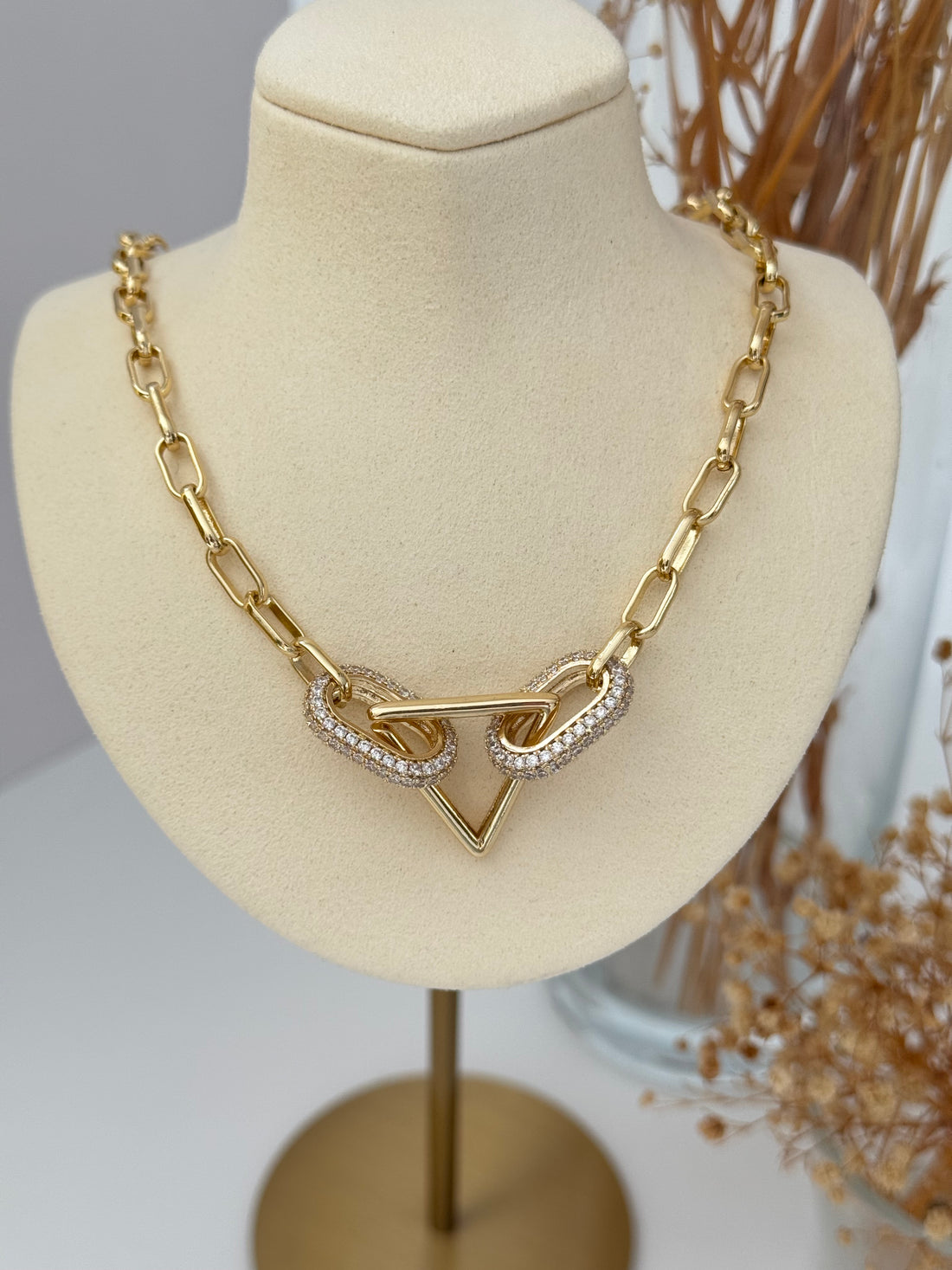 RILE ÜÇGEN DETAYLI GOLD ZİNCİR KOLYE