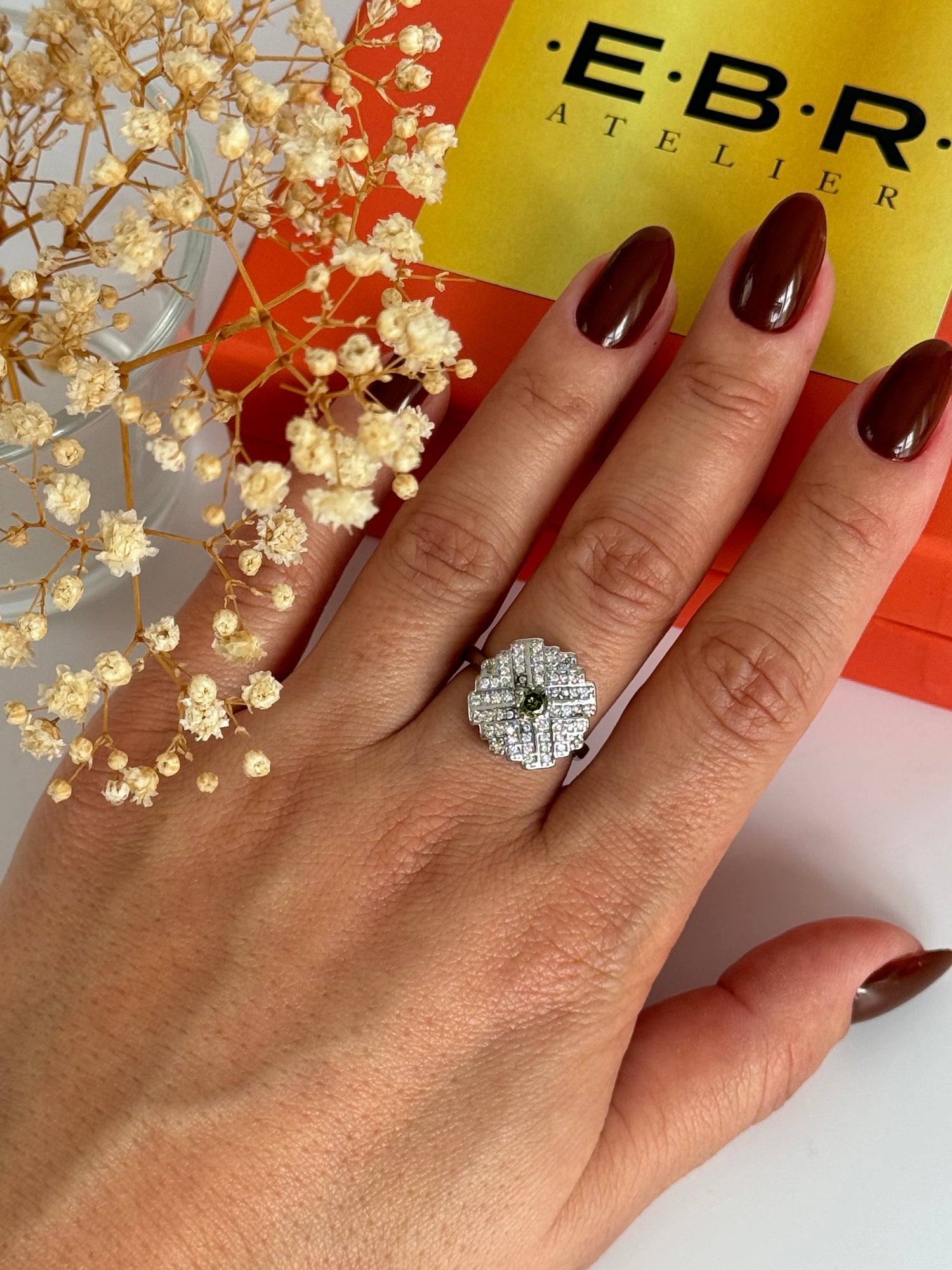 İTHAL YEŞİL TAŞ DETAYLI AYARLANABİLİR SİLVER YÜZÜK