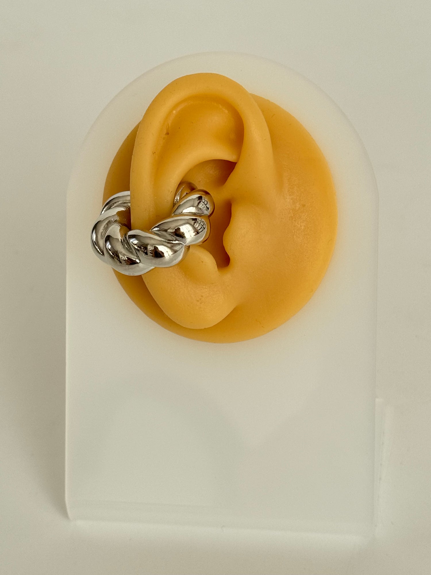 İTHAL BURGU DETAYLI XL SİLVER KIKIRDAK KÜPE EARCUFF