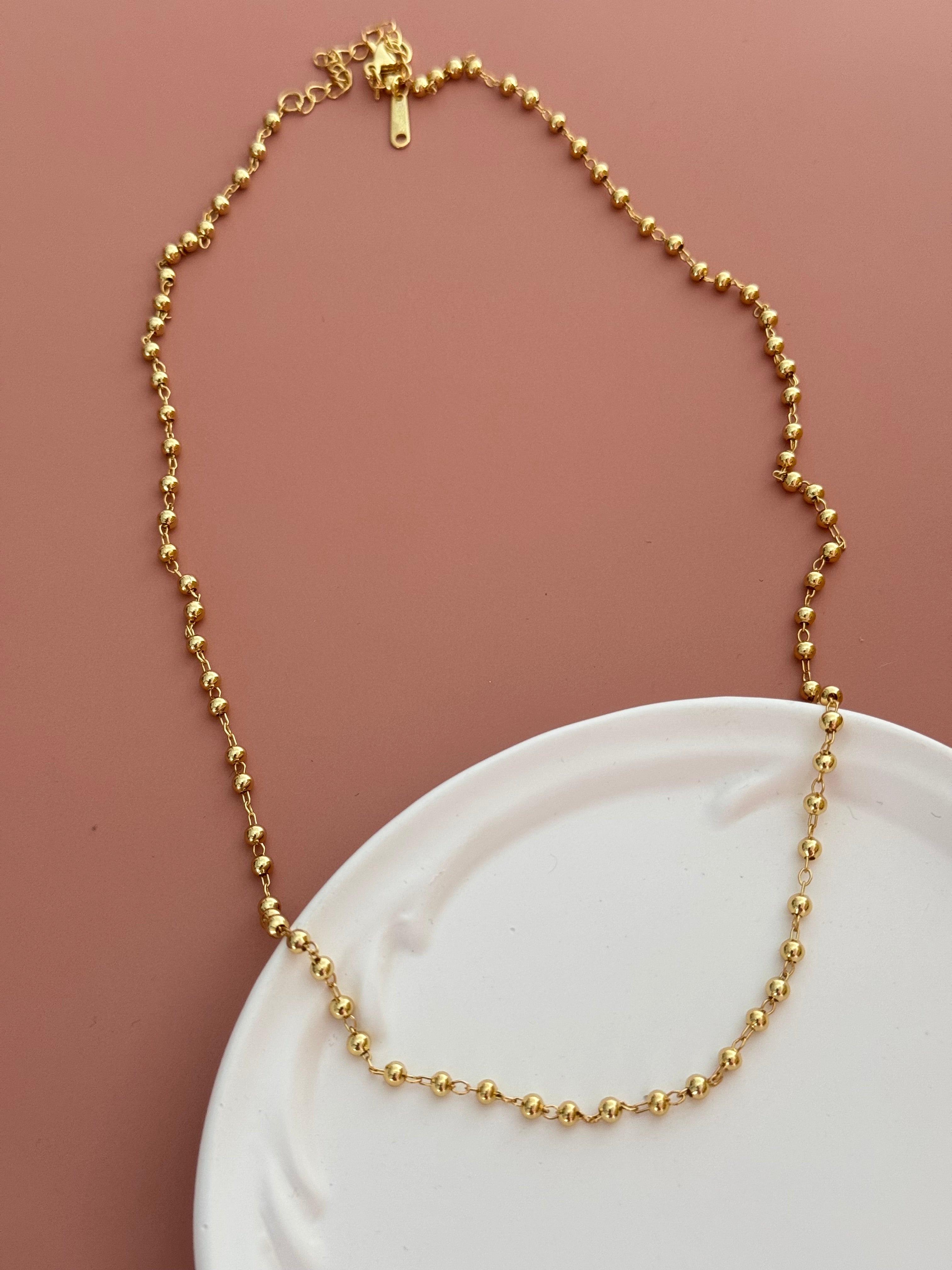 İTHAL UZUN DORİKA DETAYLI GOLD KOLYE