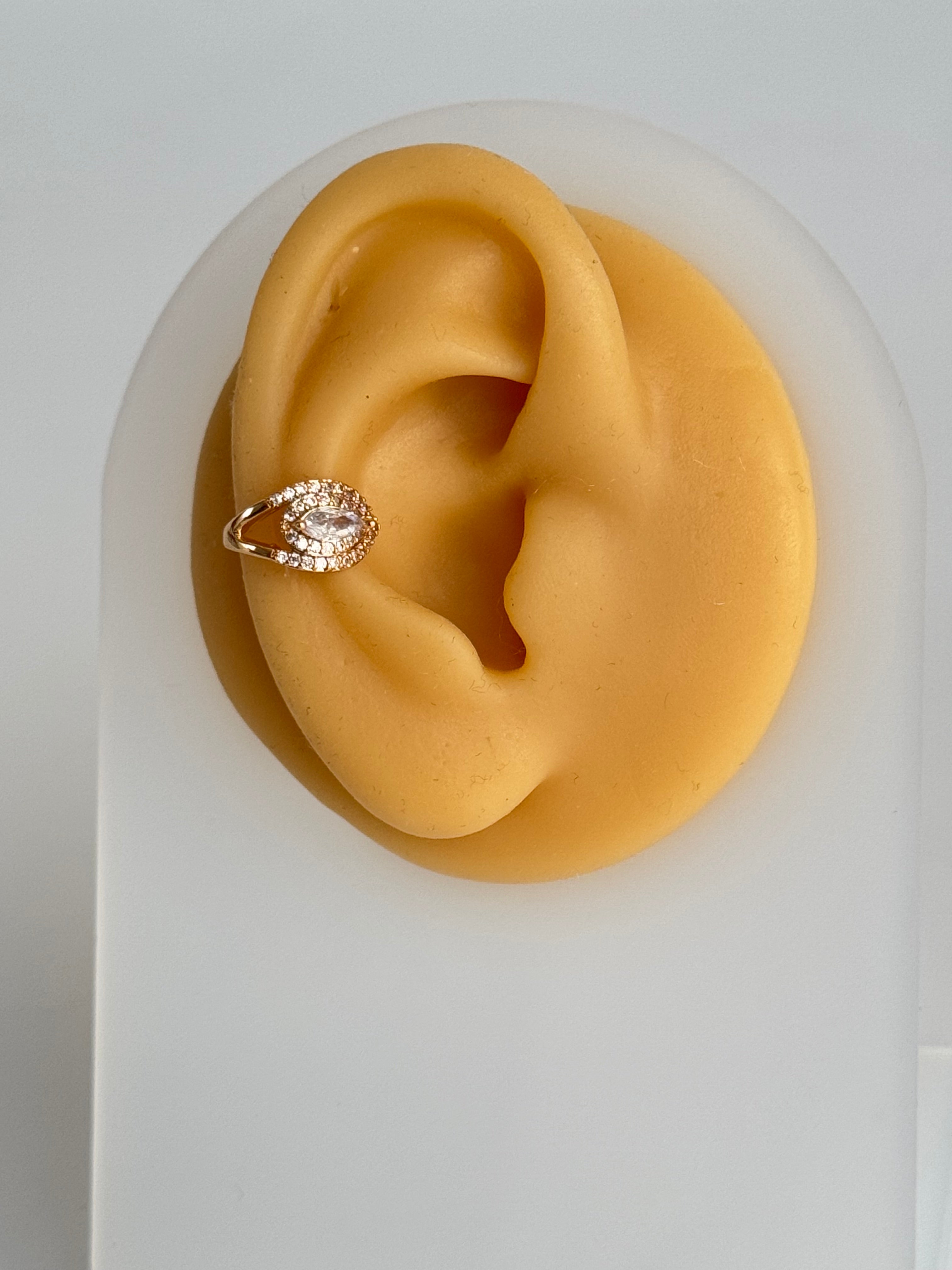 İTHAL TAŞ DETAYLI GOLD KIKIRDAK KÜPE EARCUFF