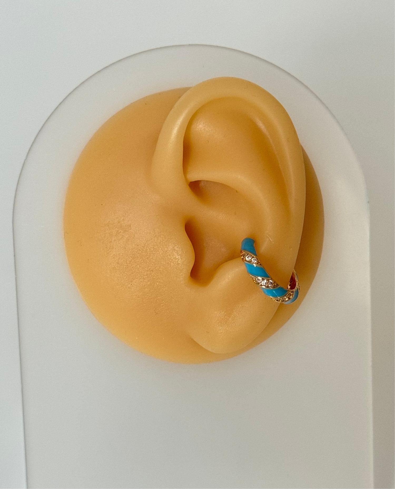İTHAL MAVİ MİNELİ GOLD KIKIRDAK KÜPE EARCUFF