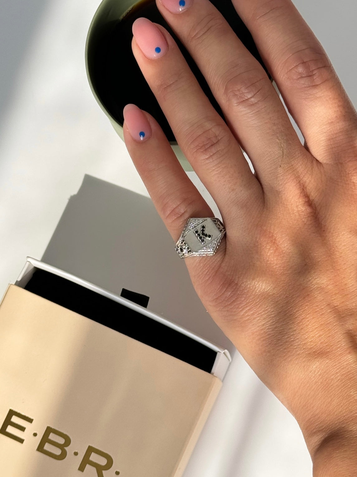 İTHAL K HARF AYARLANABİLİR SİLVER SERÇE PARMAK YÜZÜK