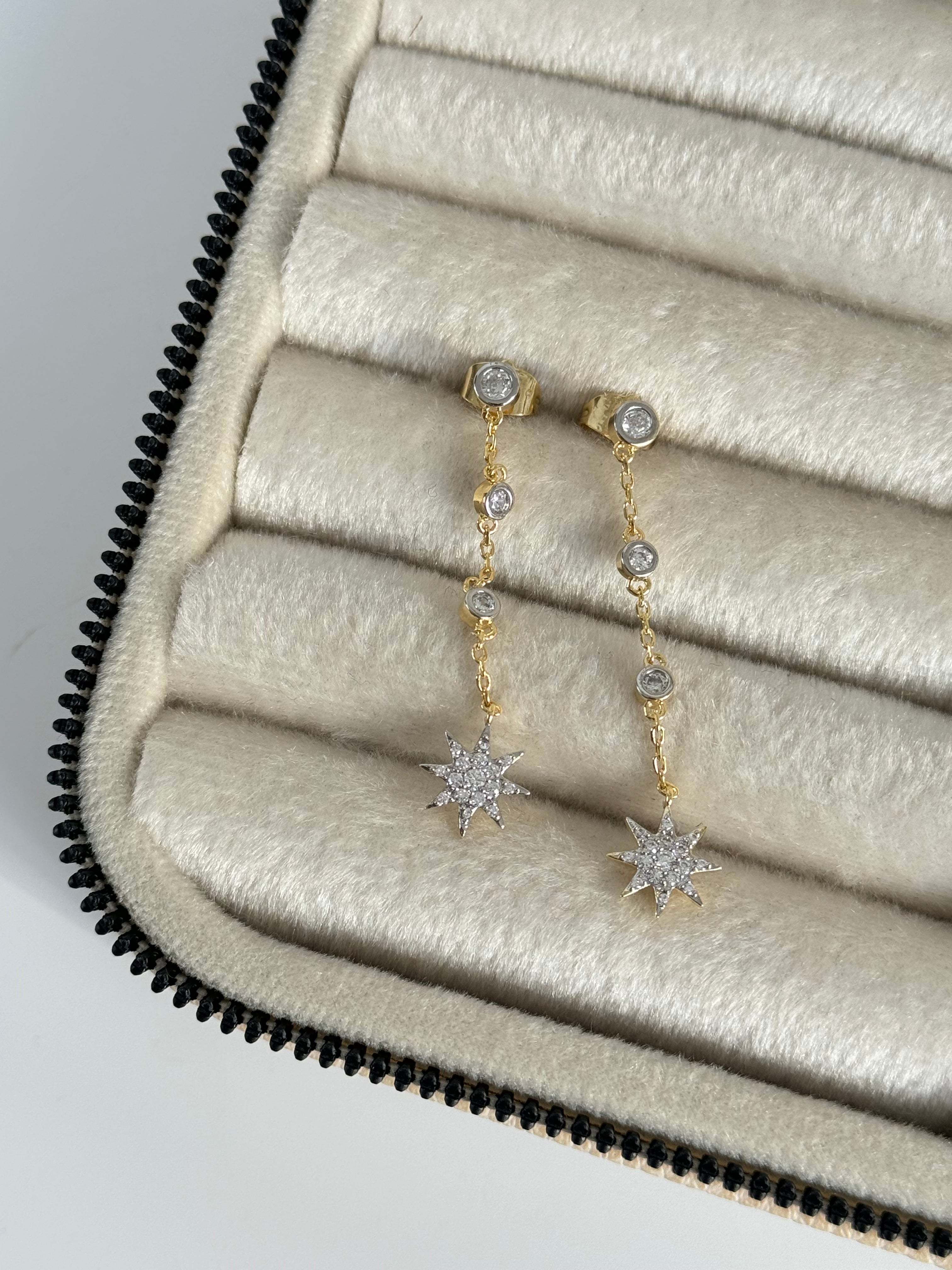 İTHAL YILDIZ DETAYLI SALLANTILI GOLD KÜPE