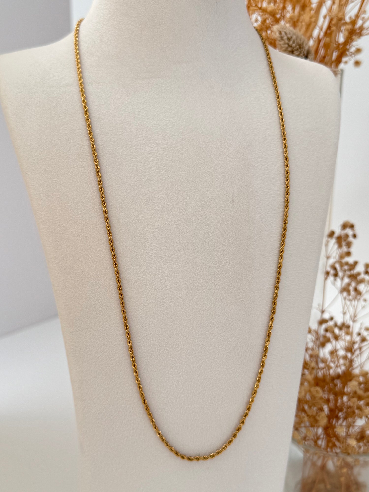 BURMA ZİNCİRLİ GOLD ÇELİK KOLYE 60cm