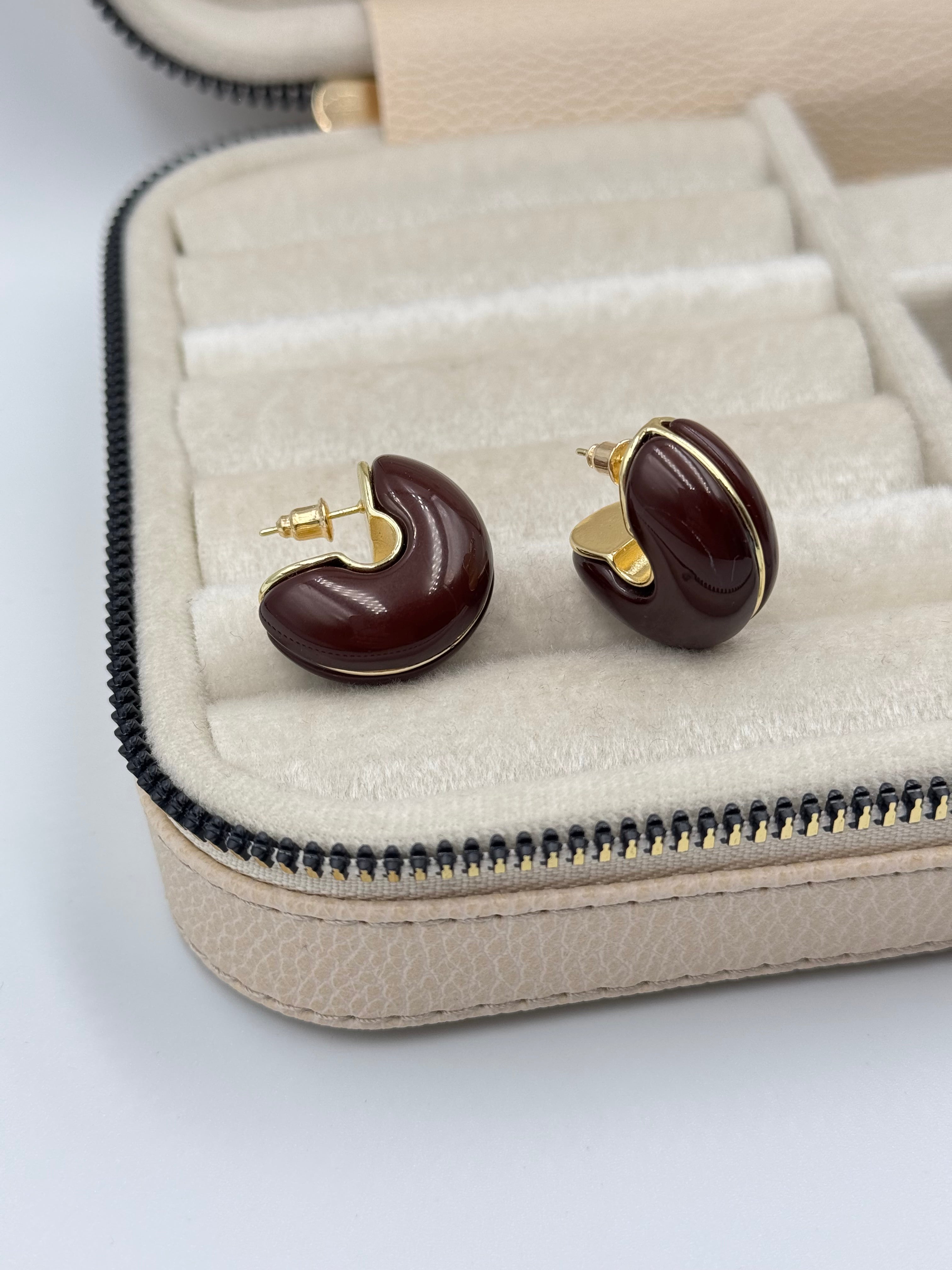 İTHAL KAHVERENGİ KEMİK HALKA KÜPE