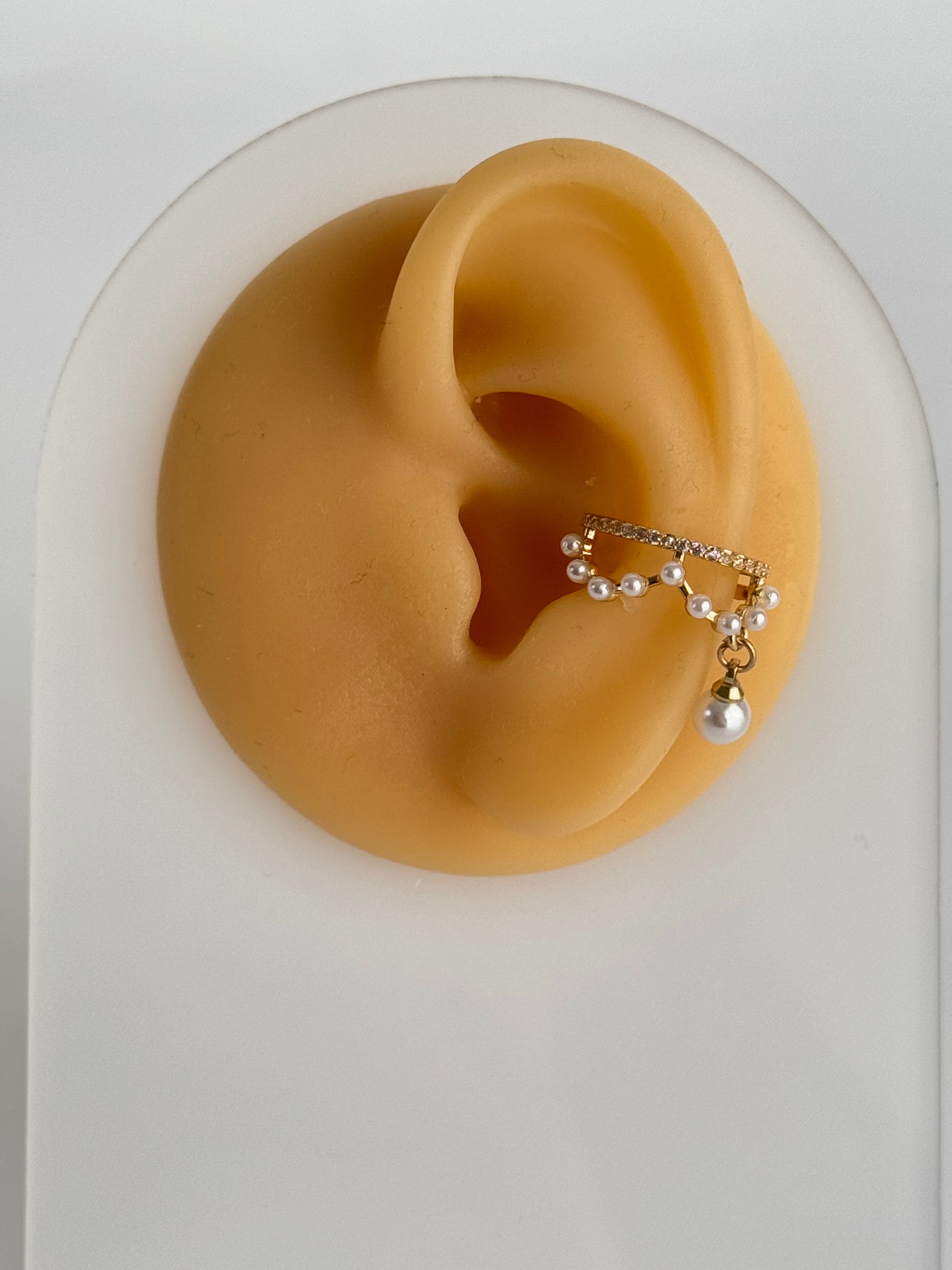 İTHAL İNCİ DETAYLI GOLD KIKIRDAK KÜPE EARCUFF