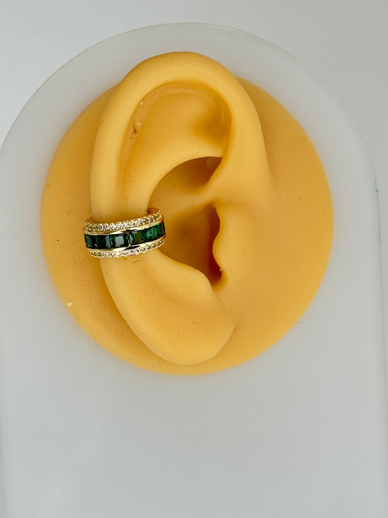 RAHA YEŞİL TAŞLI GOLD EARCUFF KIKIRDAK KÜPE