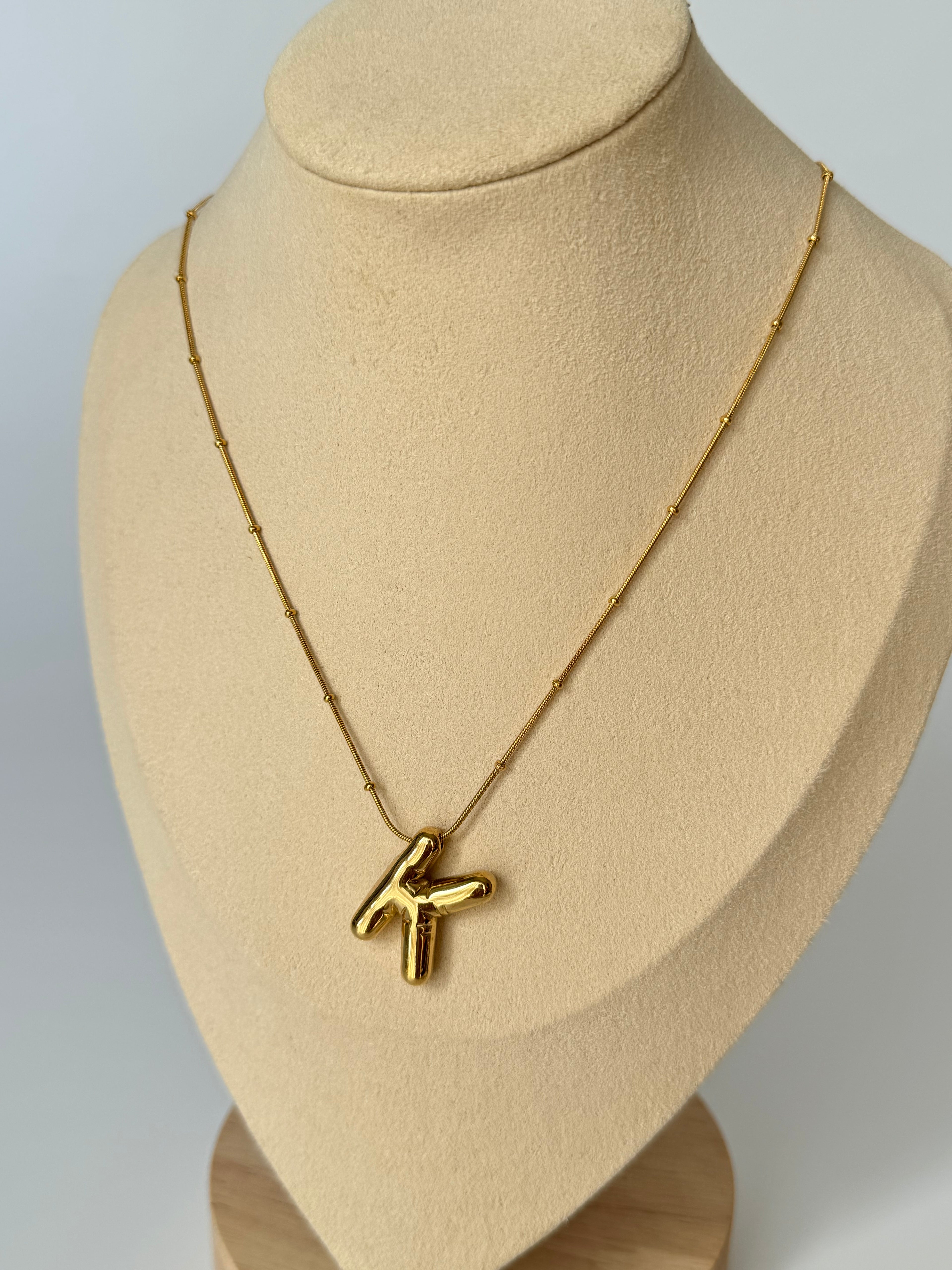 İthal Balon K Harf Gold Kolye