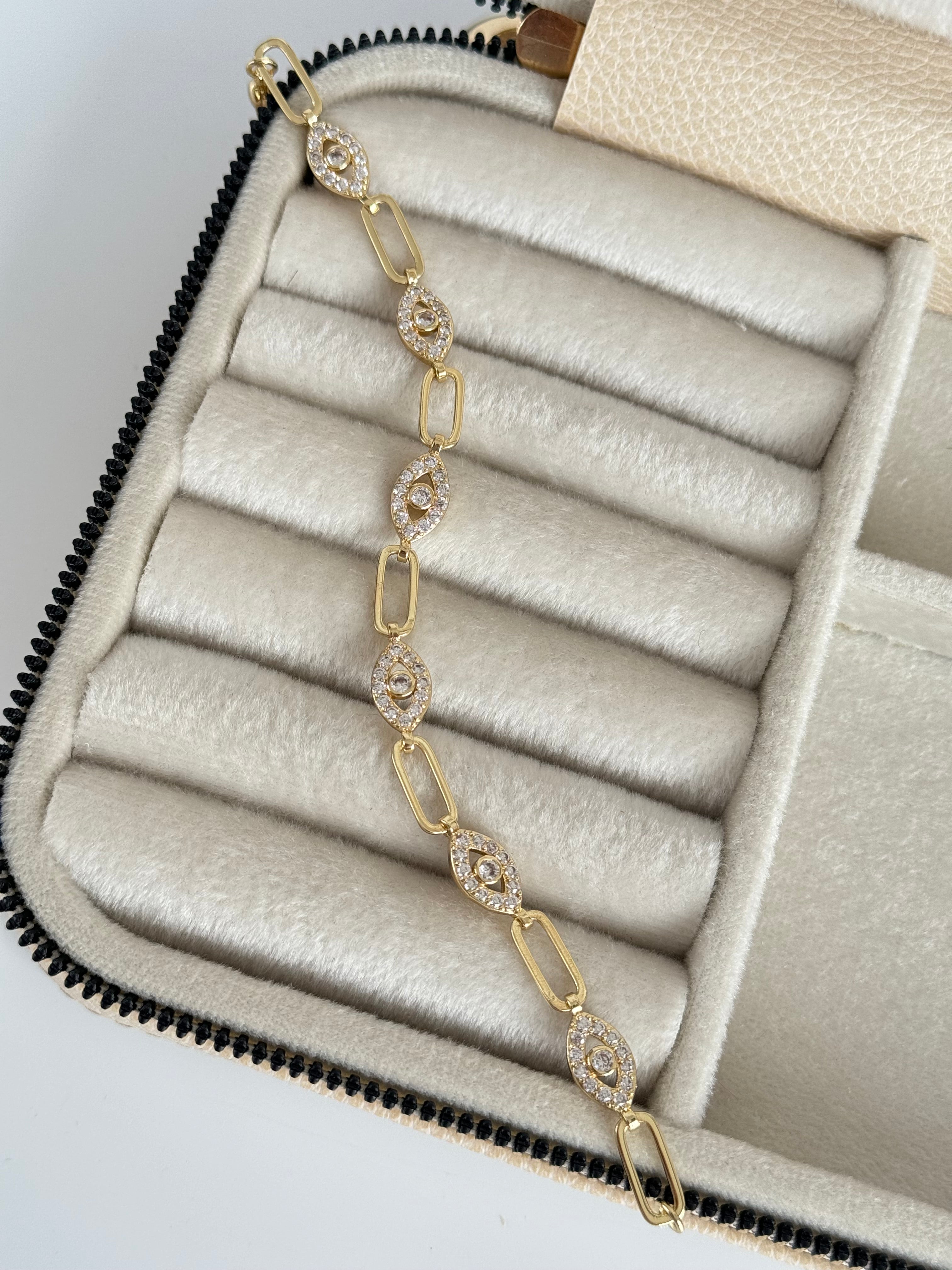 NAVAZ GÖZ DETAYLI GOLD BİLEKLİK