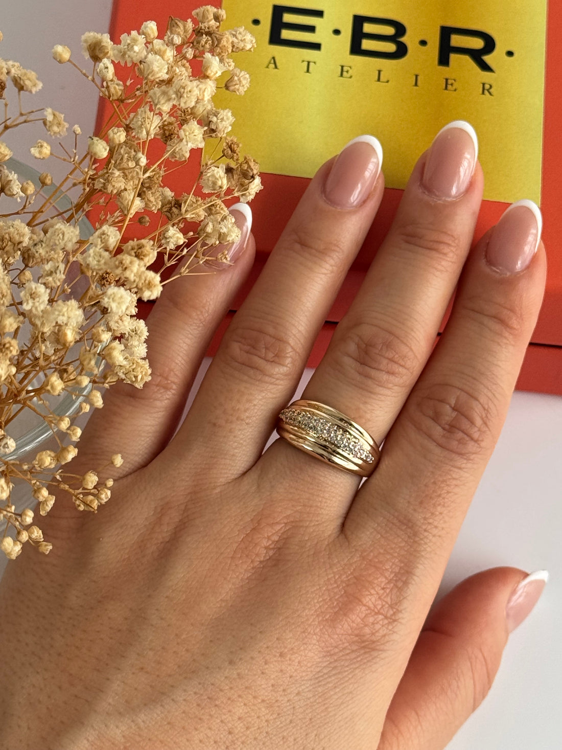 İTHAL TAŞ DETAYLI GOLD AYARLANABİLİR YÜZÜK