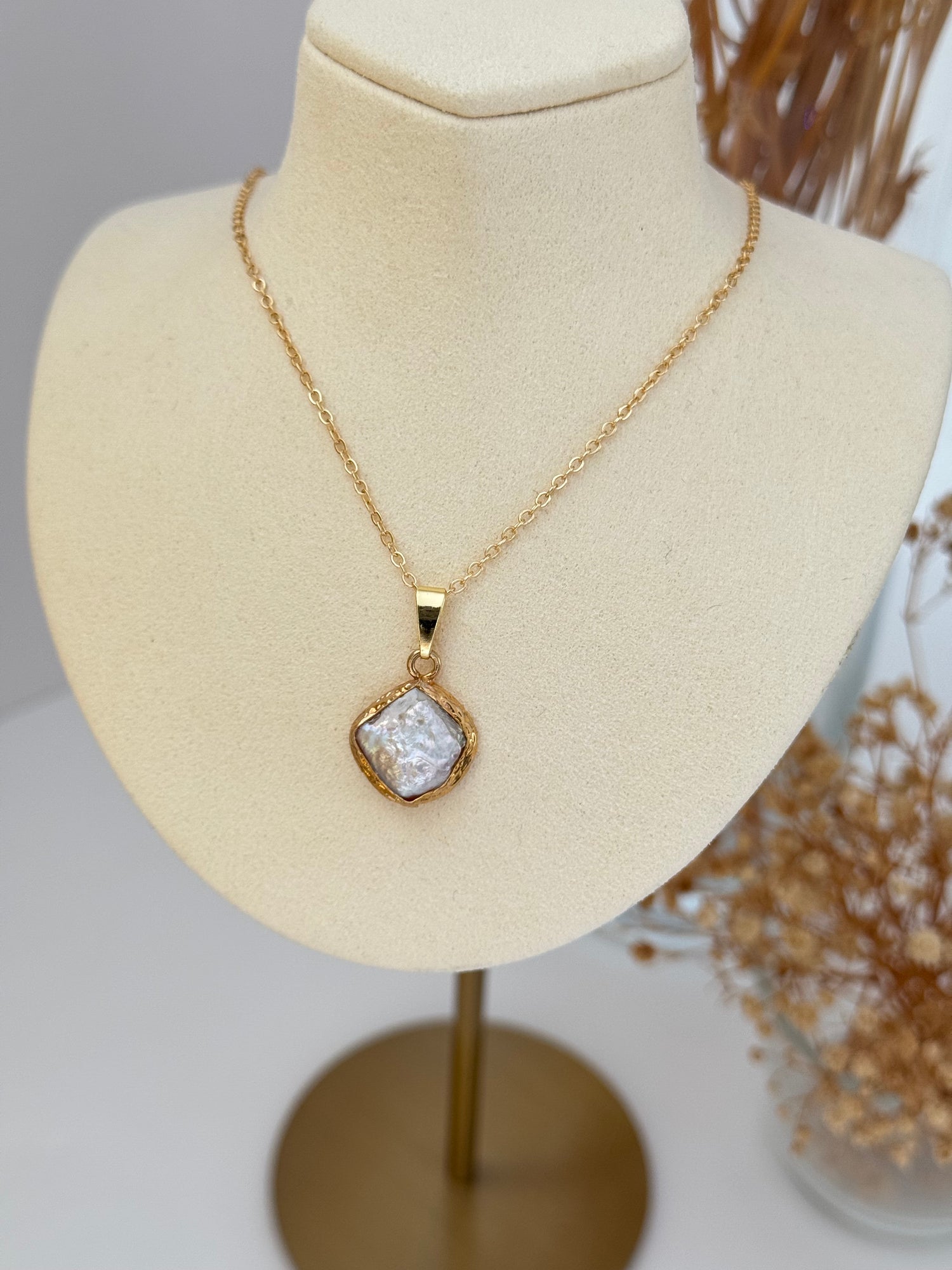 GERÇEK BAROK İNCİLİ ALTIN KAPLAMA KOLYE