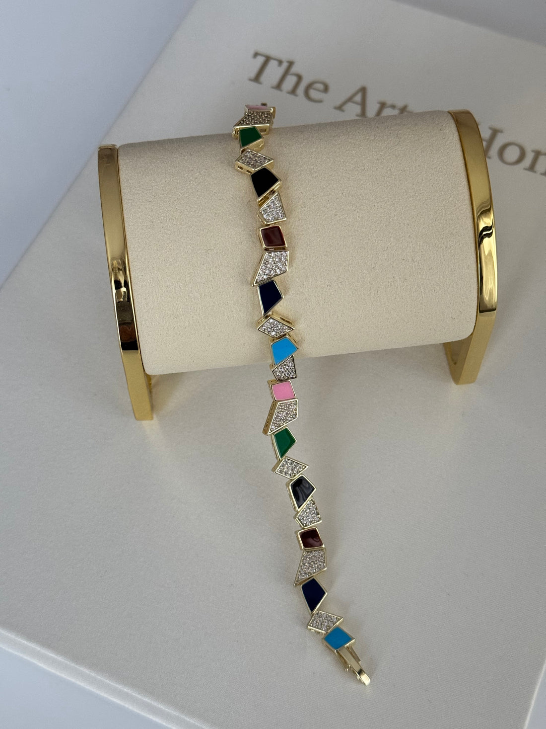 AZADEH RENKLİ MİNE DETAYLI GOLD BİLEKLİK