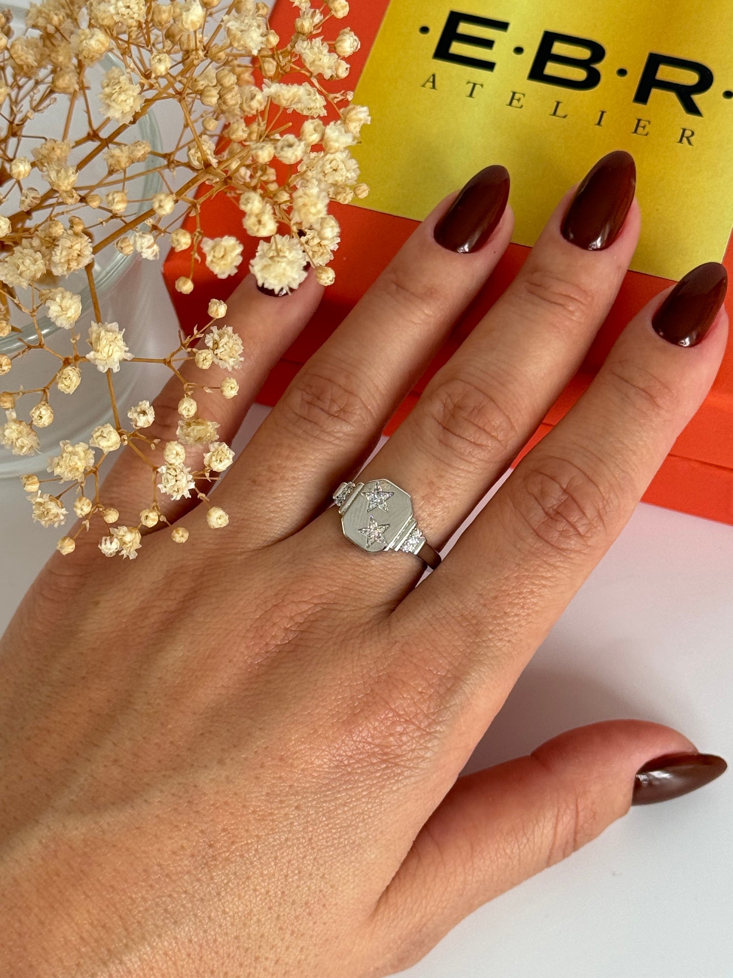 İTHAL YILDIZ DETAYLI AYARLANABİLİR SİLVER YÜZÜK