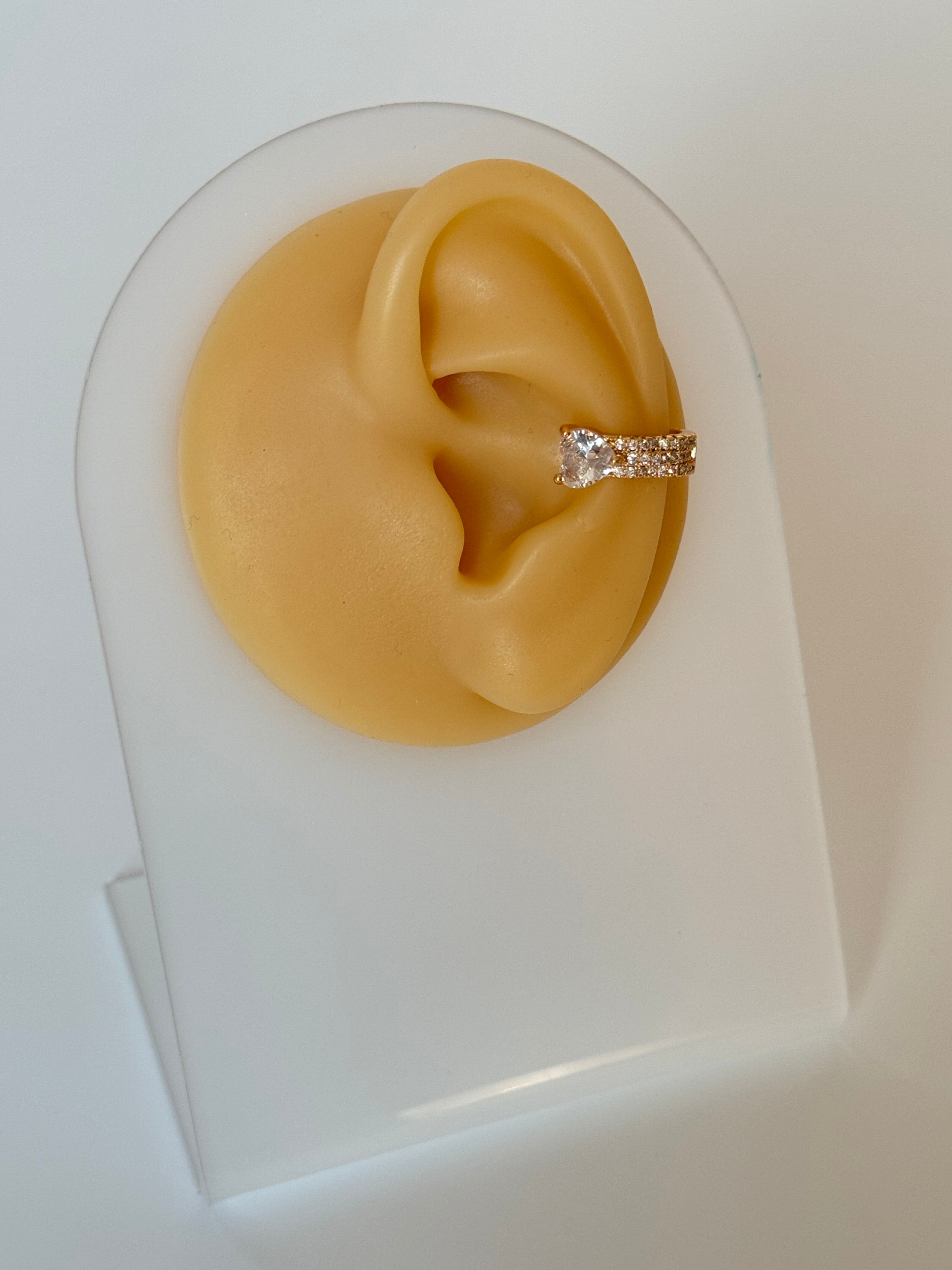 İTHAL KALP DETAYLI GOLD KIKIRDAK KÜPE EARCUFF