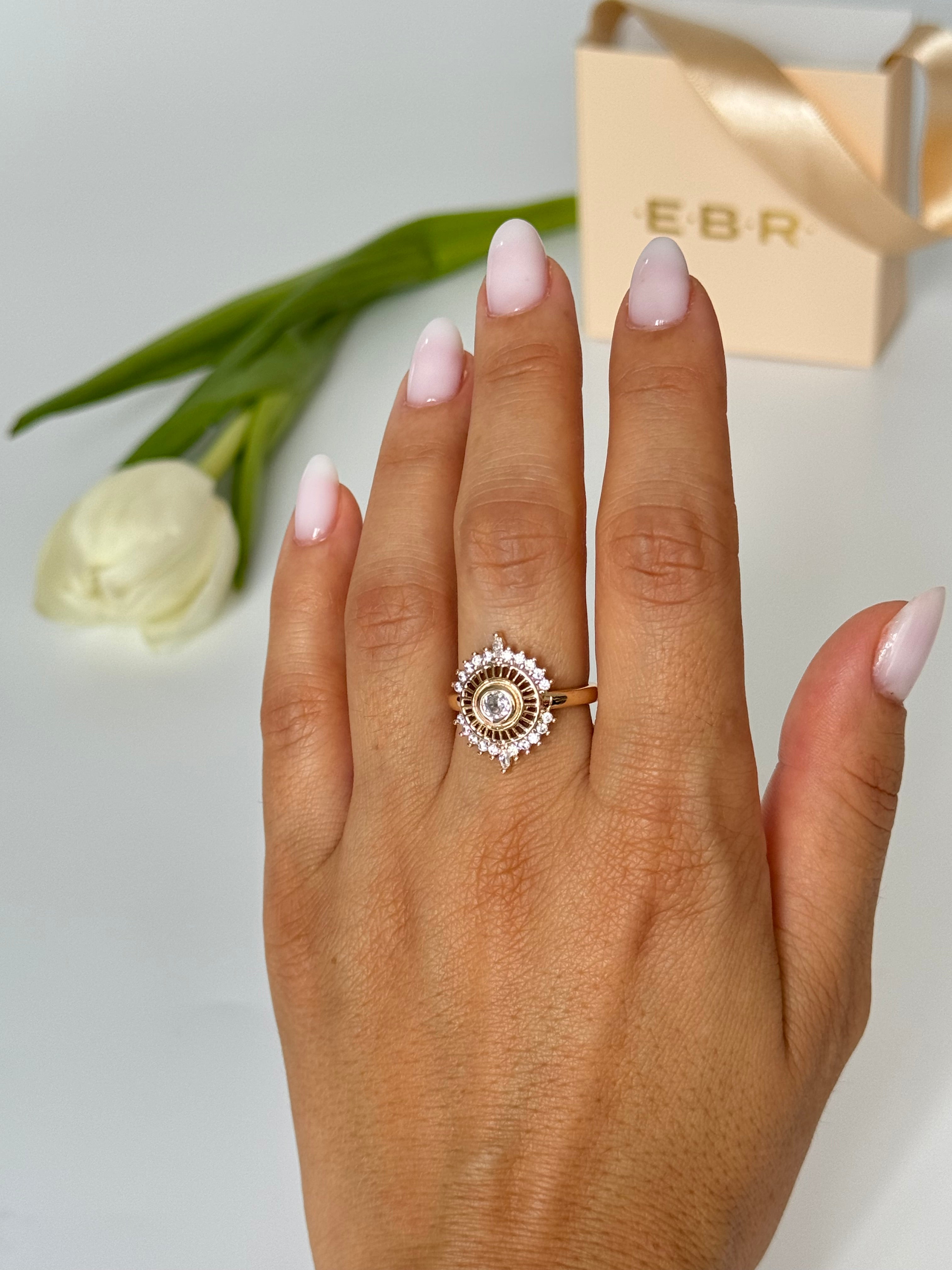 İTHAL TAŞLI VİNTAGE GOLD AYARLANABİLİR YÜZÜK