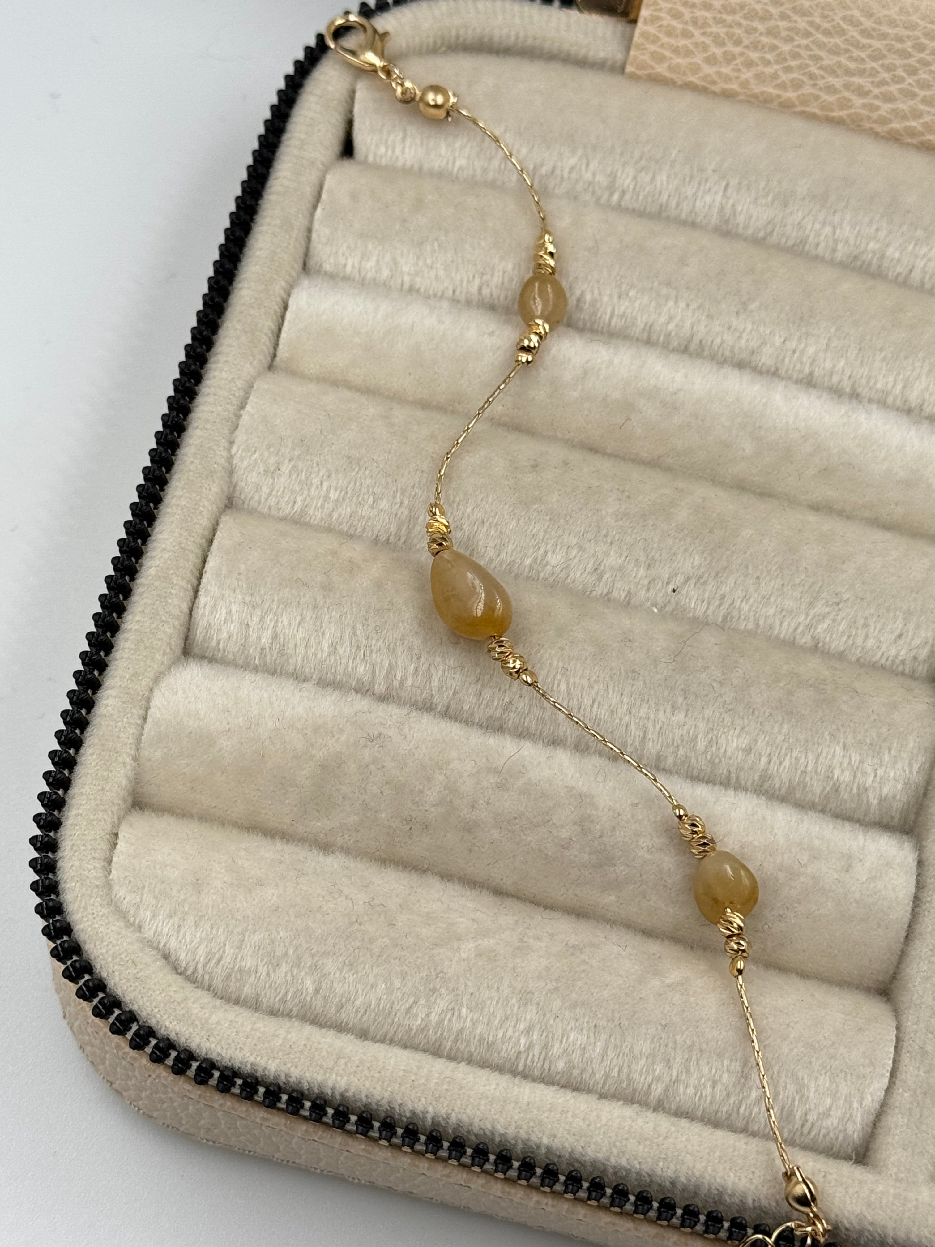 SİYARE SARI DOĞAL TAŞLI ALTIN KAPLAMA BİLEKLİK