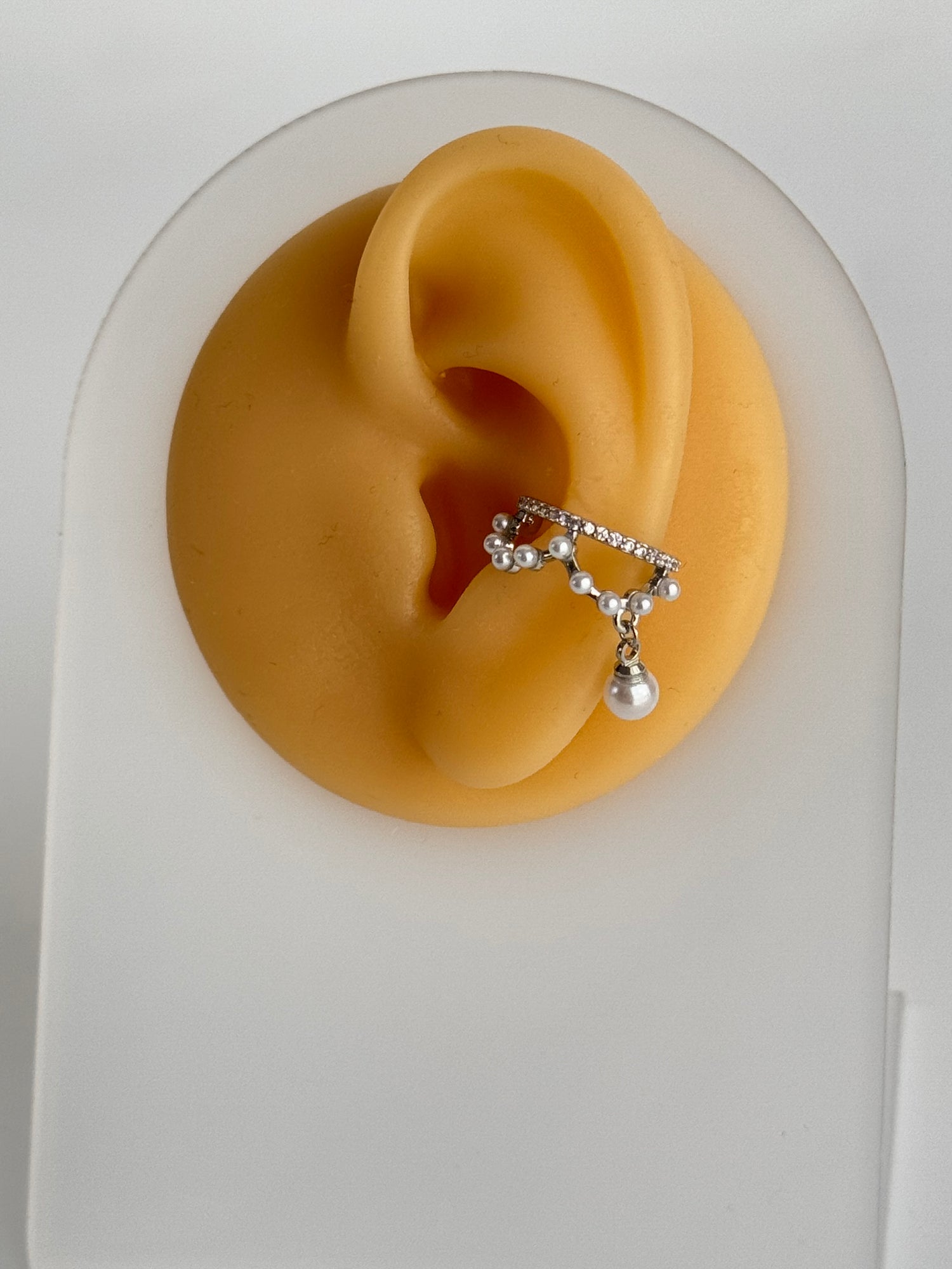 İTHAL İNCİ DETAYLI SİLVER KIKIRDAK KÜPE EARCUFF
