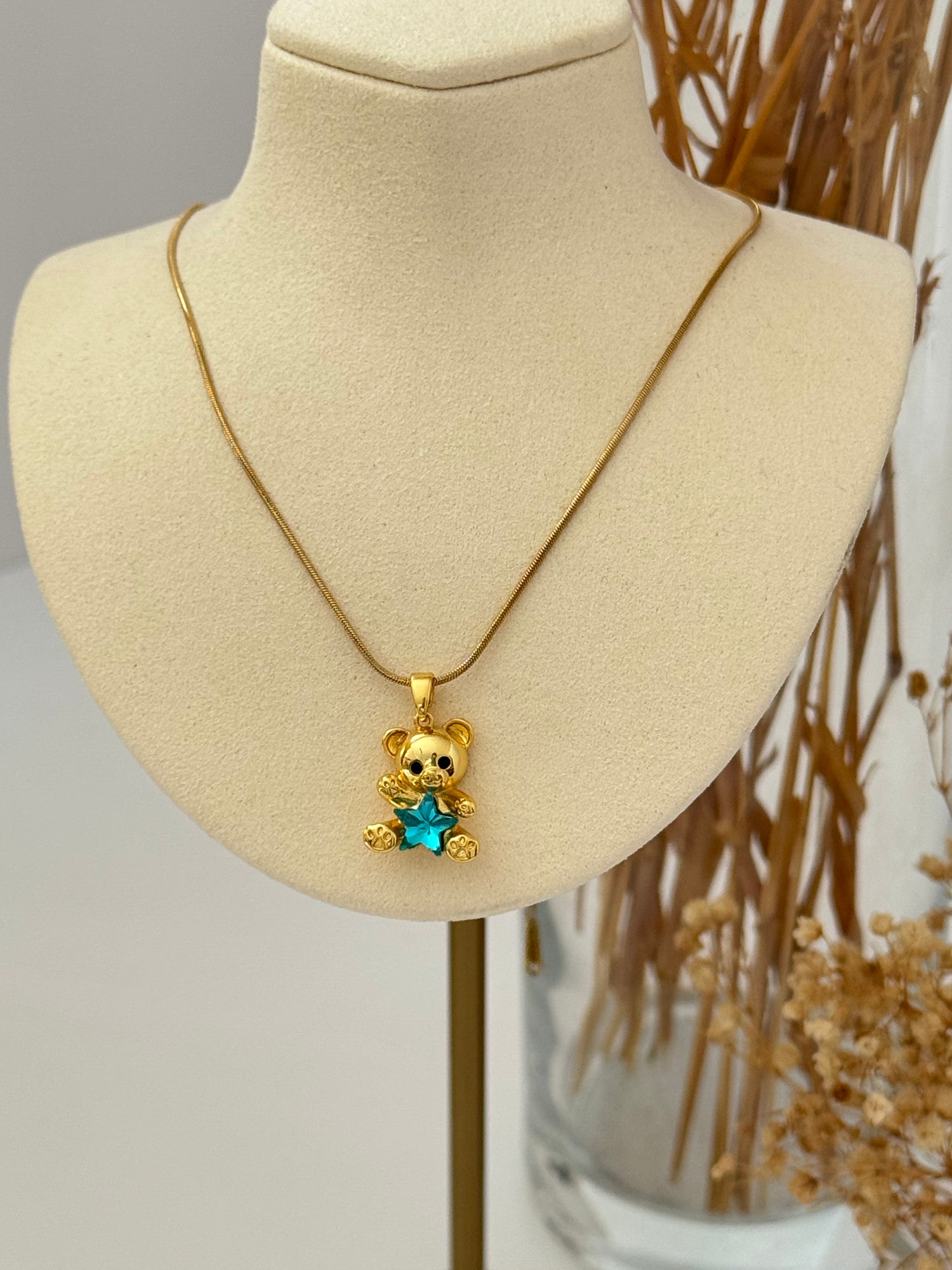 AYICIK DETAYLI GOLD ÇELİK KOLYE