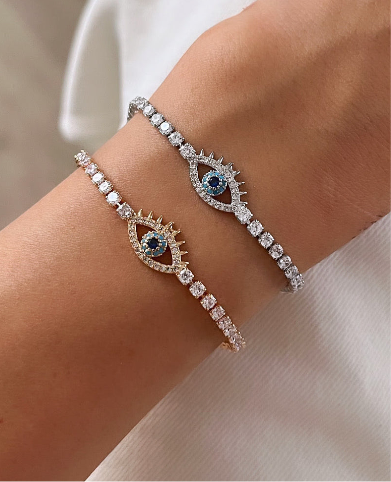 KİRPİK DETAYLI ZİRKON TAŞLI GOLD BİLEKLİK