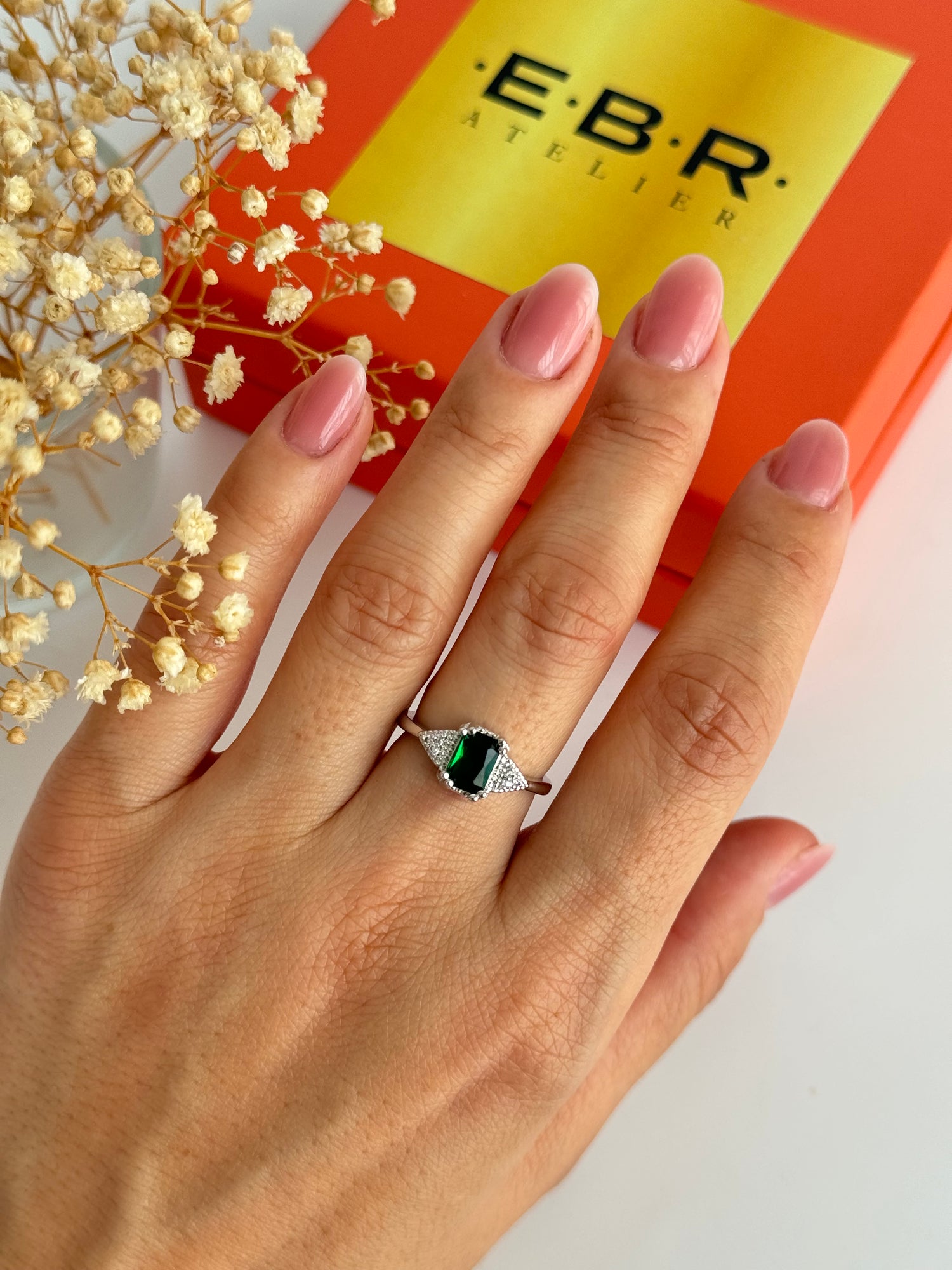 İTHAT YEŞİL TAŞ  DETAYLI AYARLANABİLİR SİLVER YÜZÜK