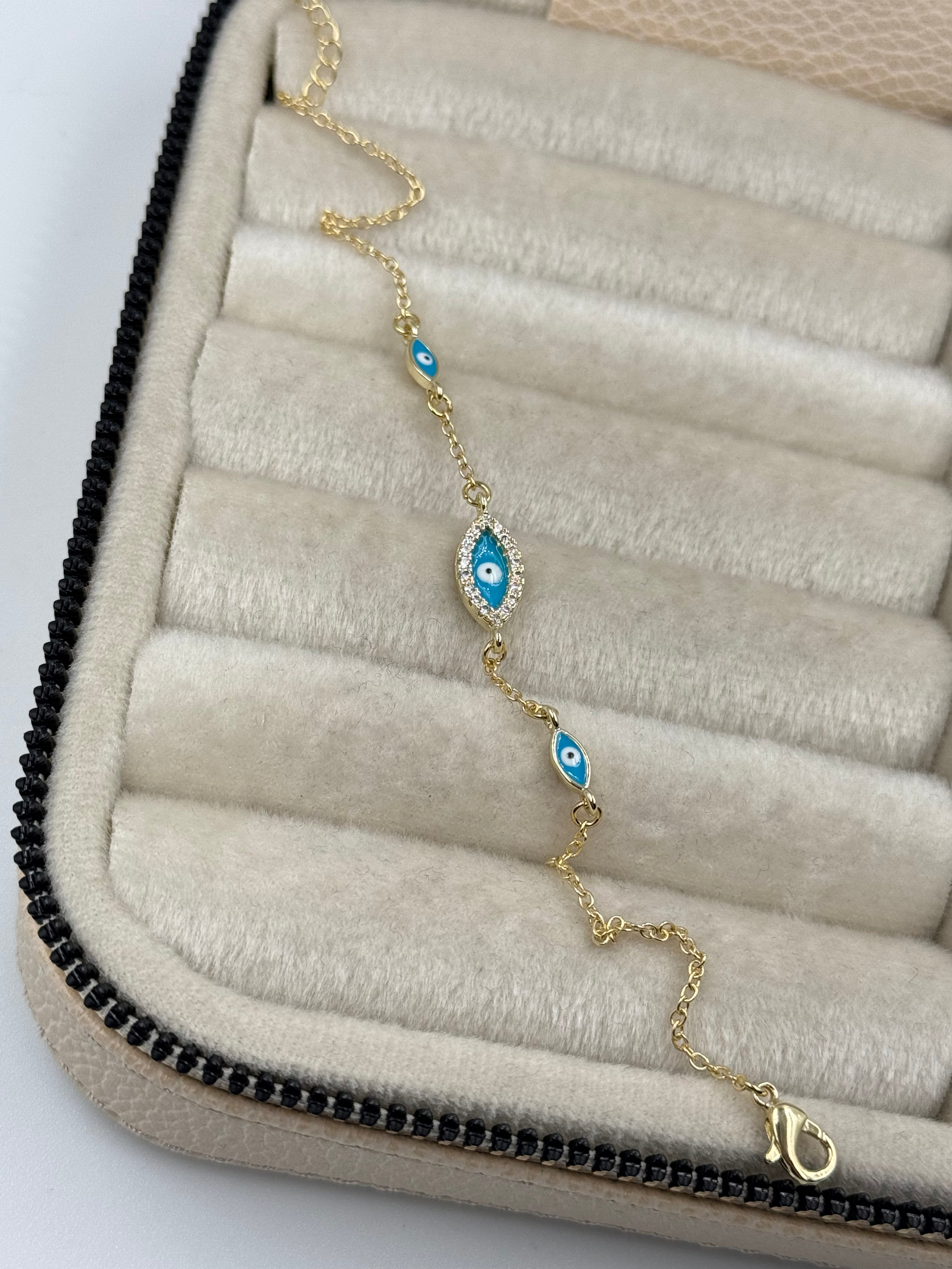 NERA NAZAR BONCUK DETAYLI GOLD BİLEKLİK