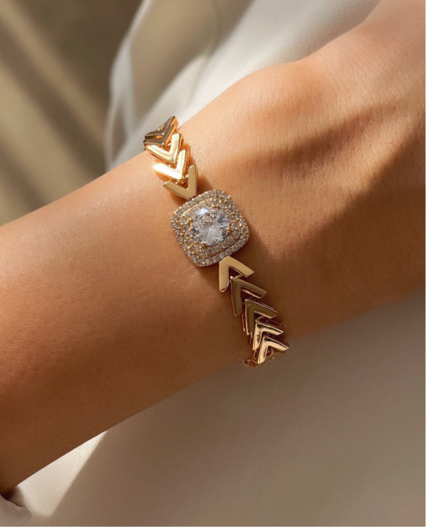 İTHAL BAGET TAŞLI KILÇIKLI ROSE GOLD BİLEKLİK