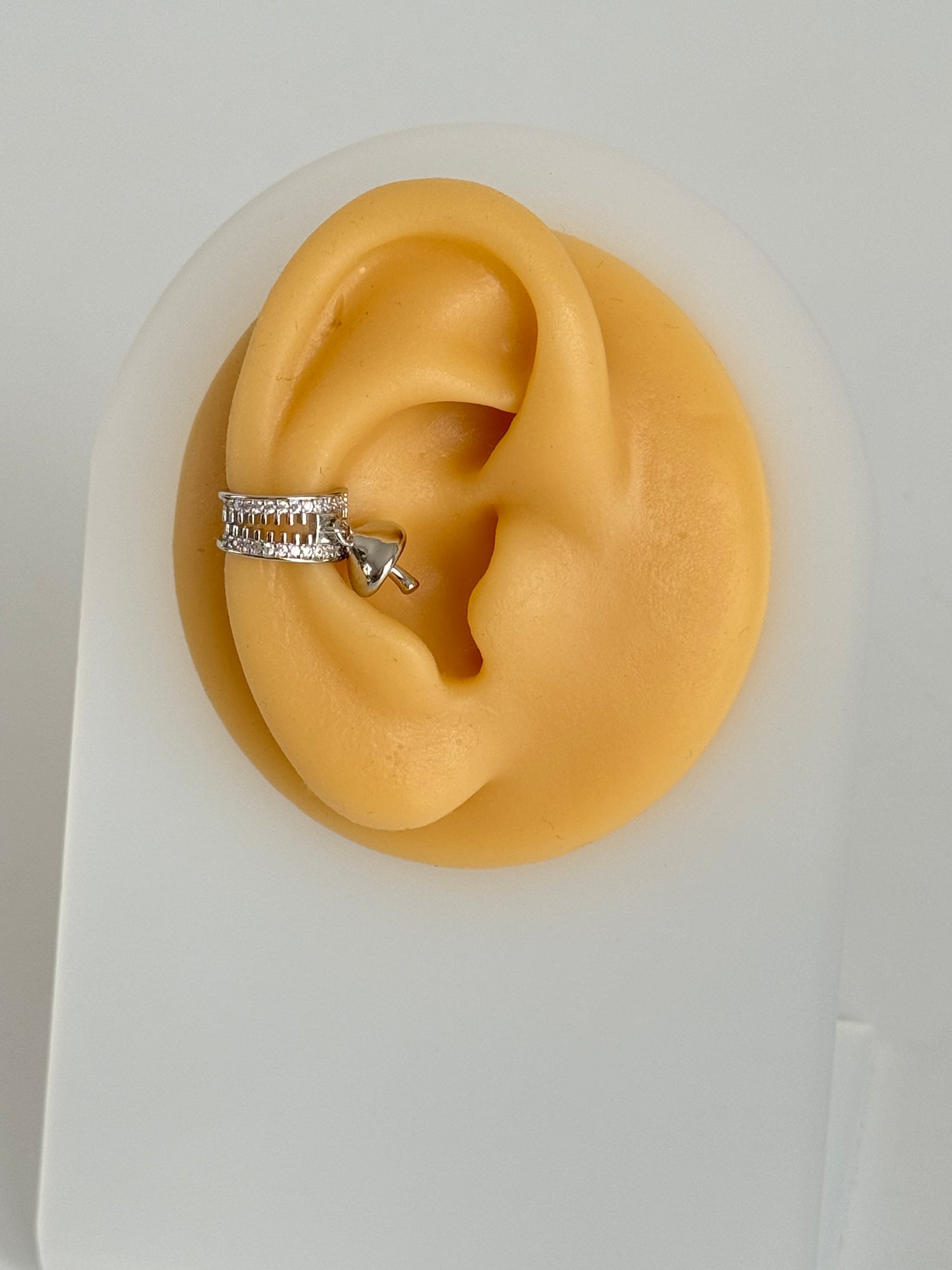 İTHAL MANTAR DETAYLI SİLVER KIKIRDAK KÜPE EARCUFF