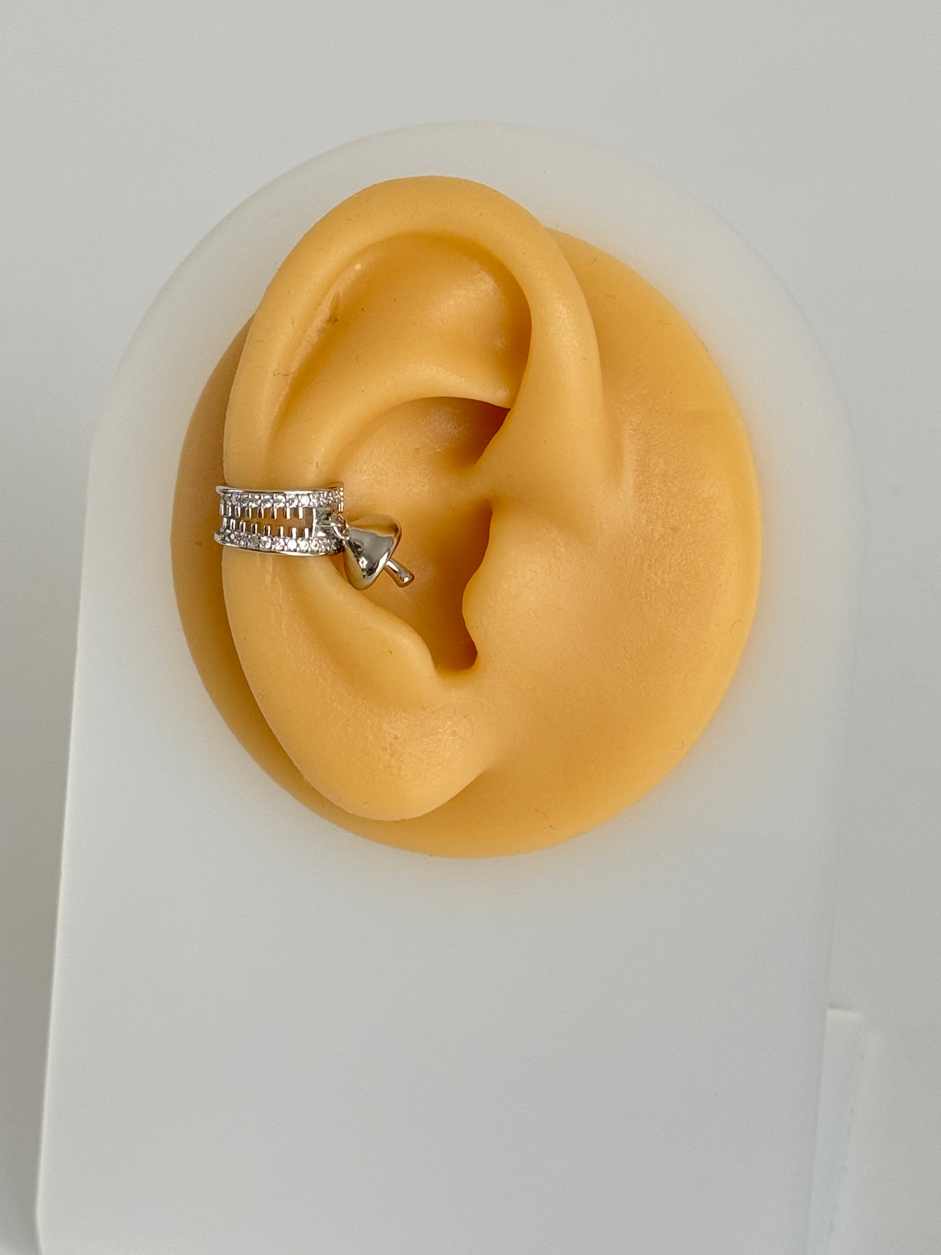 İTHAL MANTAR DETAYLI SİLVER KIKIRDAK KÜPE EARCUFF