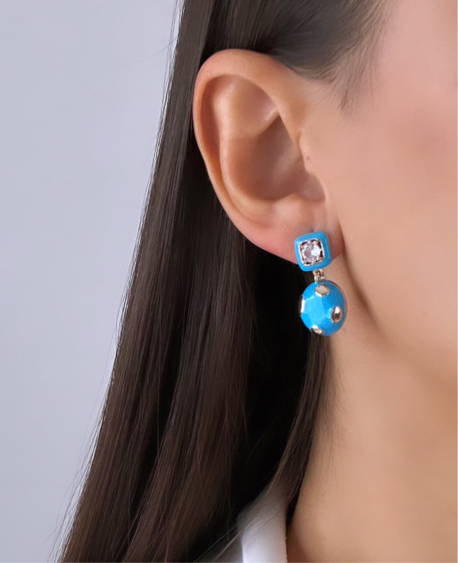 MAVİ MİNELİ KÜPE