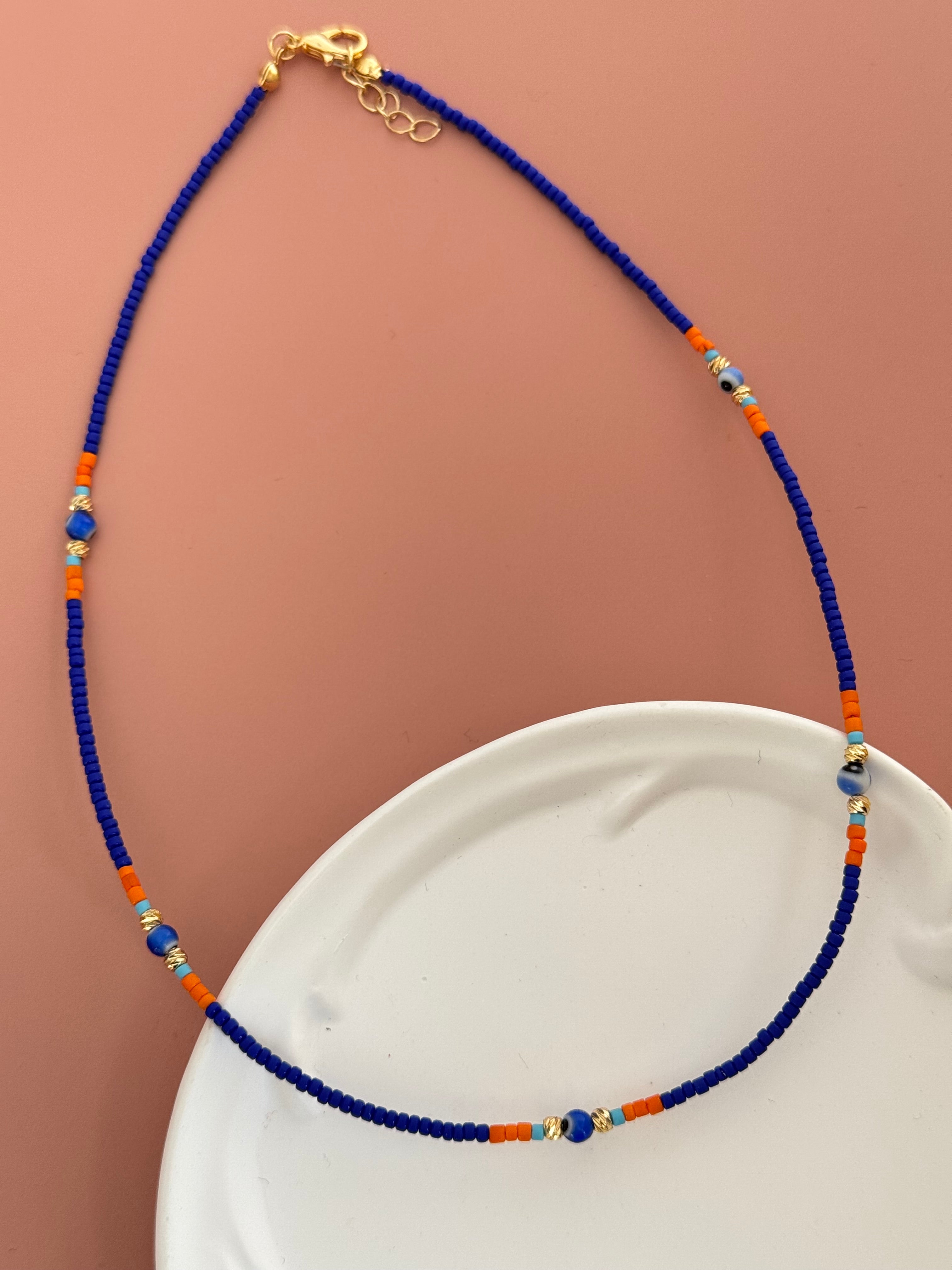 NOVA NAZAR BONCUK DETAYLI LACİVERT KOLYE