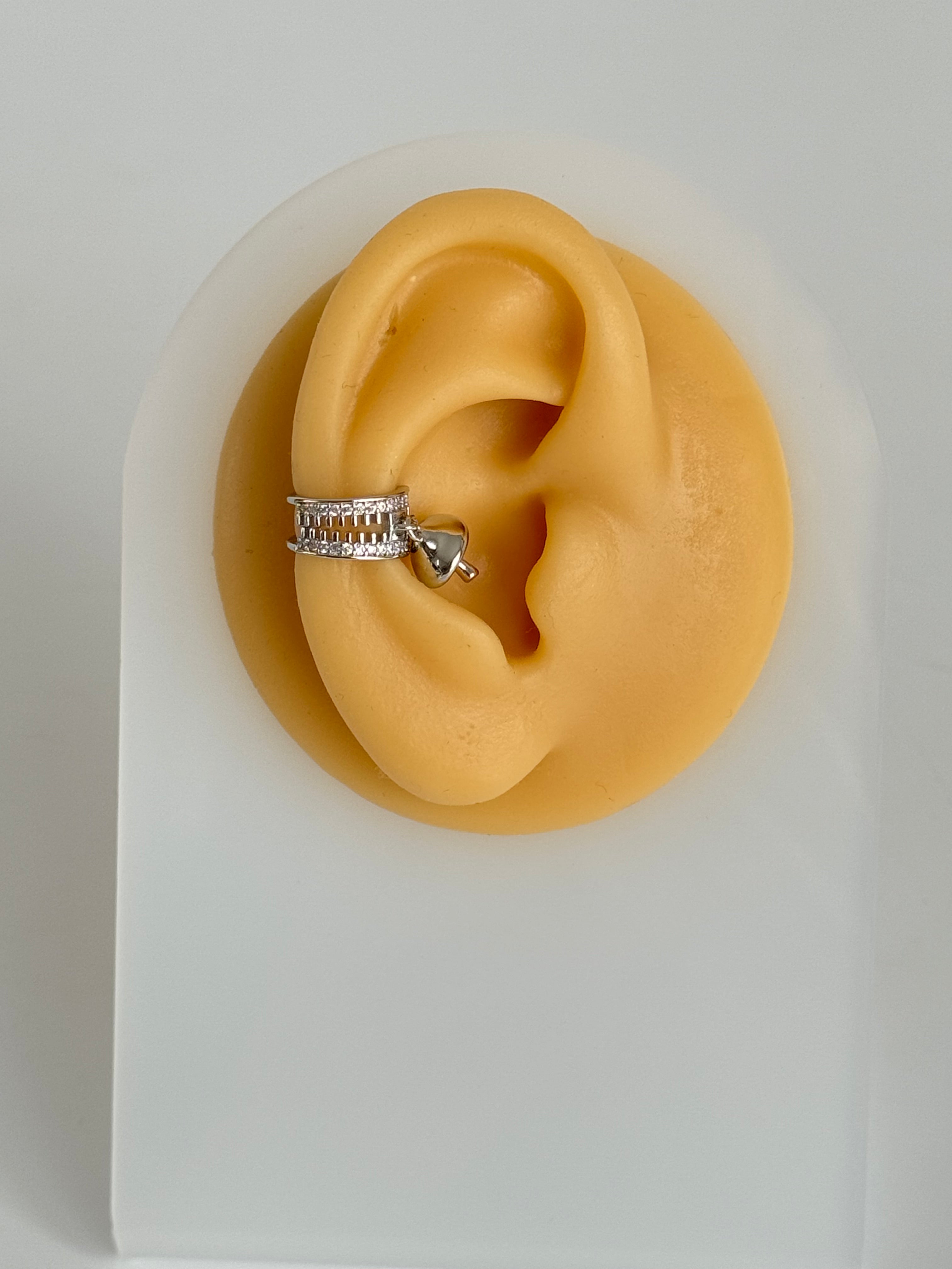 İTHAL MANTAR DETAYLI SİLVER KIKIRDAK KÜPE EARCUFF