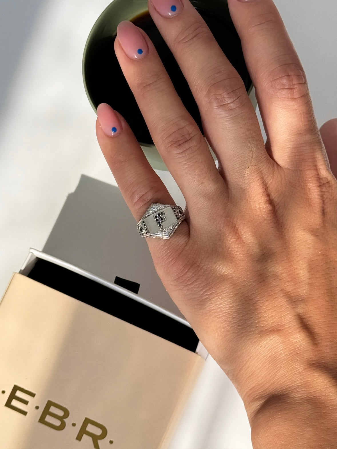 İTHAL F HARF AYARLANABİLİR SİLVER SERÇE PARMAK YÜZÜK