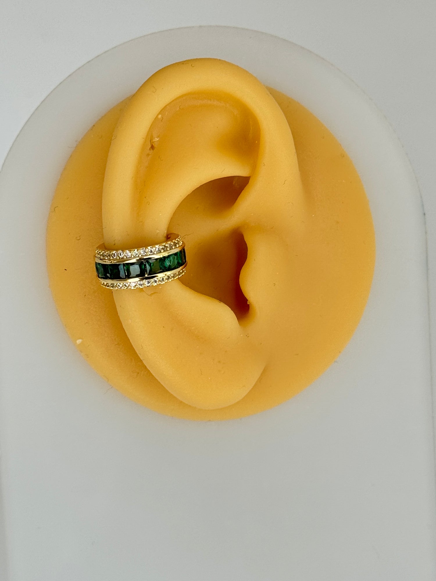 RAHA YEŞİL TAŞLI GOLD EARCUFF KIKIRDAK KÜPE