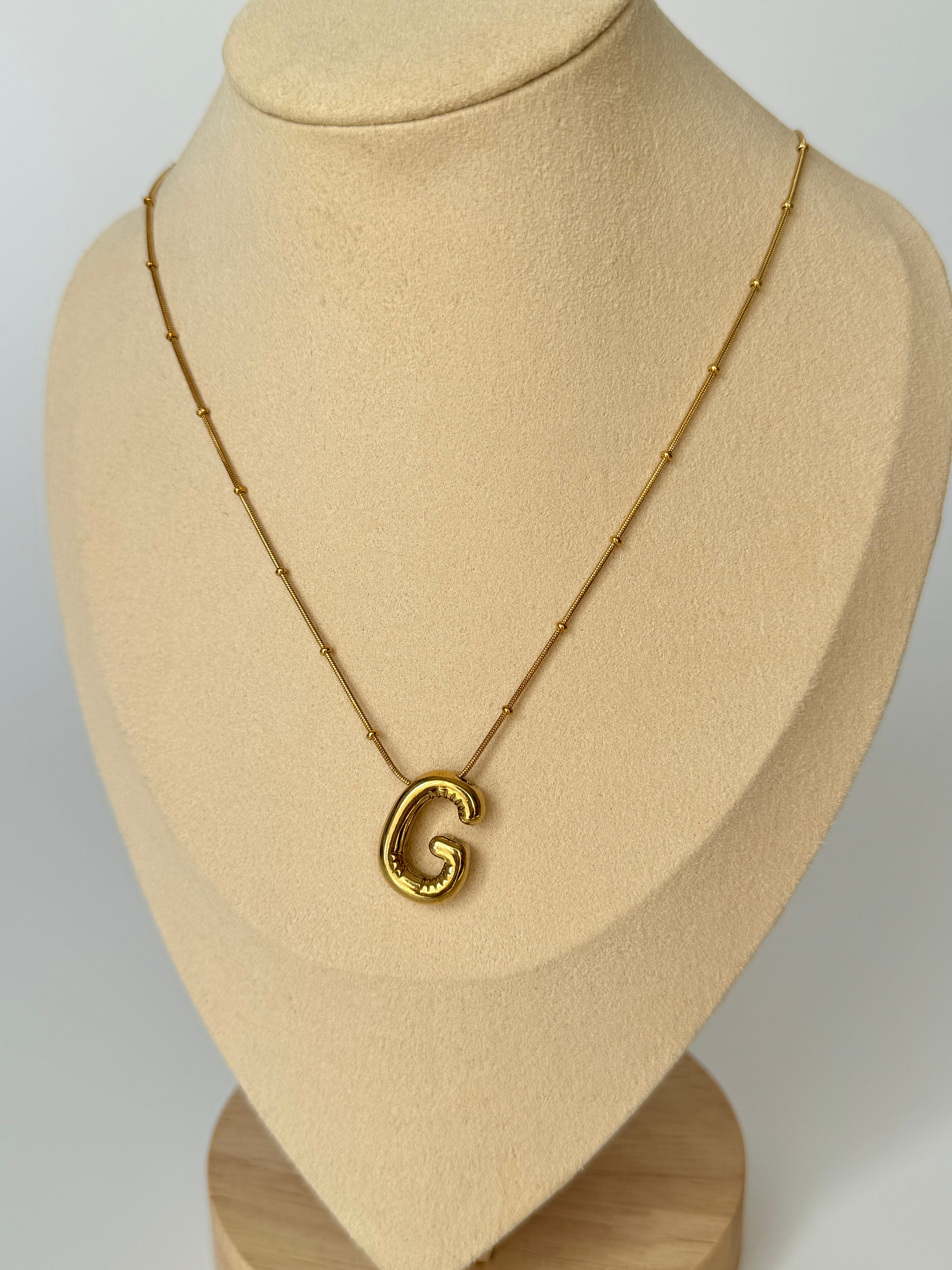 İthal Balon G Harf Gold Kolye