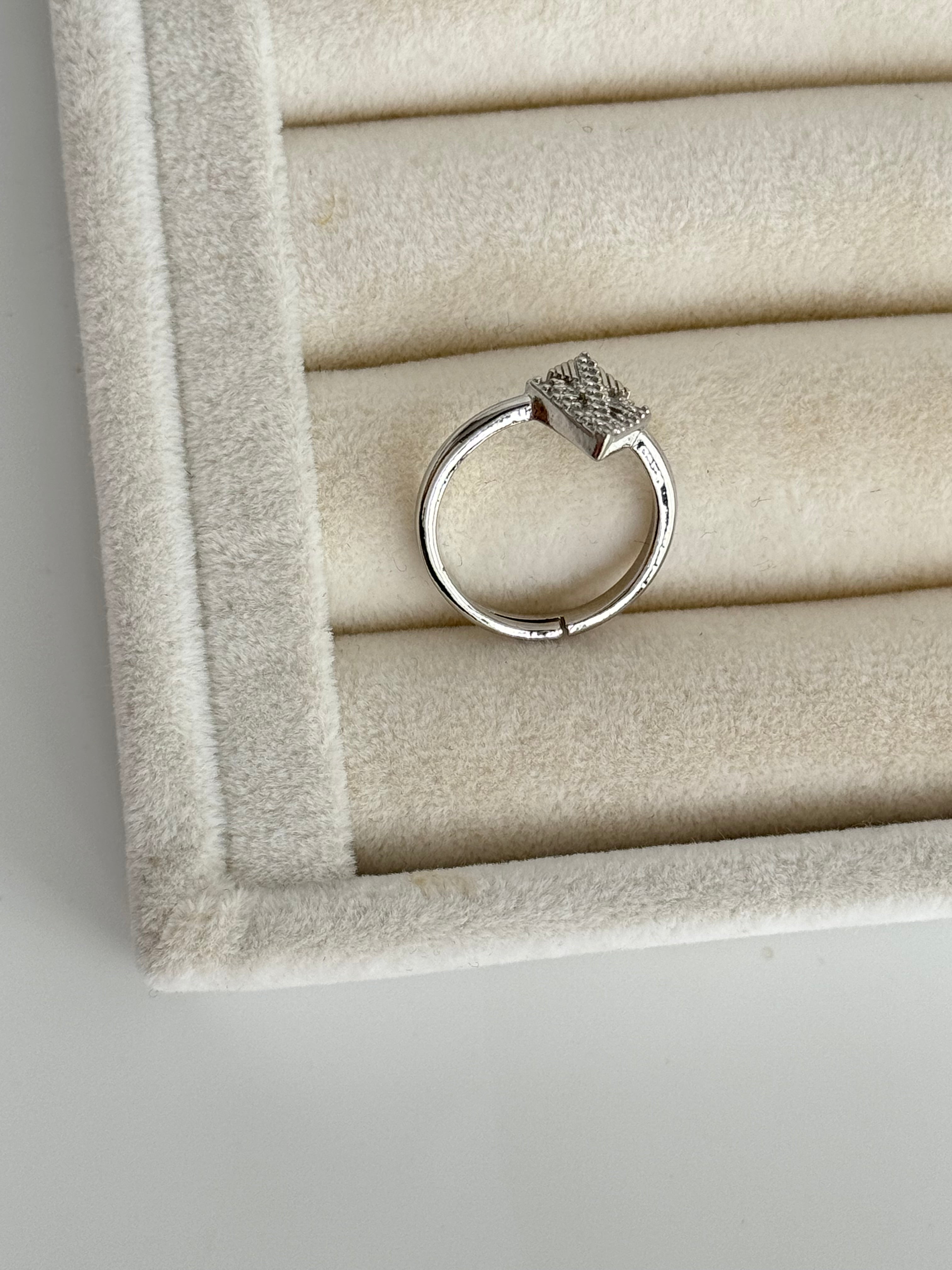 İTHAL ÜÇGEN DETAYLI AYARLANABİLİR SİLVER YÜZÜK