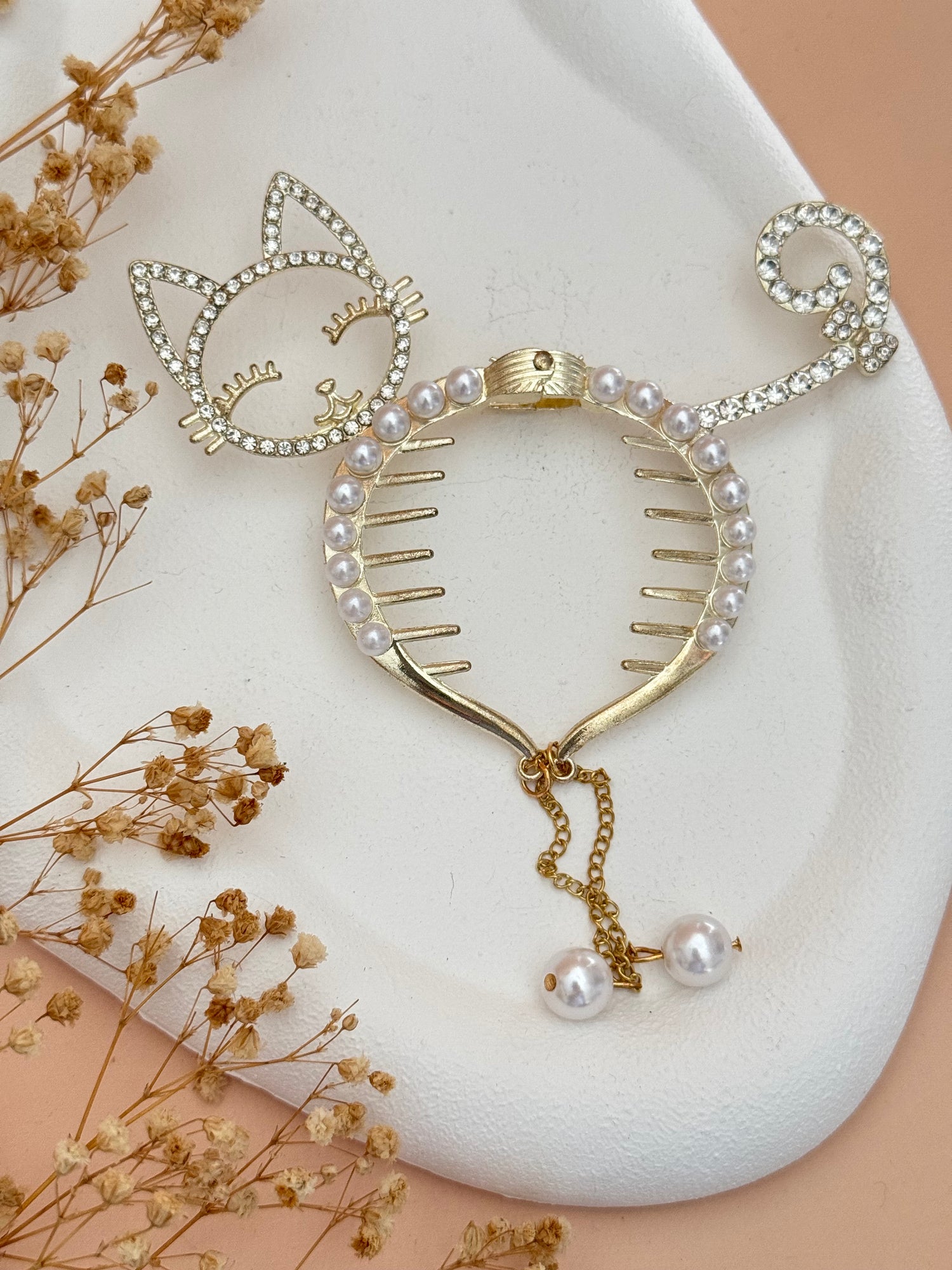 İTHAL KEDİ DETAYLI METAL BALERİN TOPUZ TOKASI