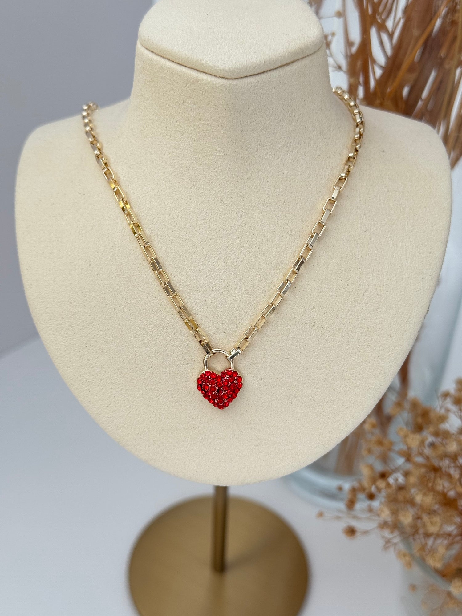 İTHAL KALP DETAYLI GOLD KOLYE