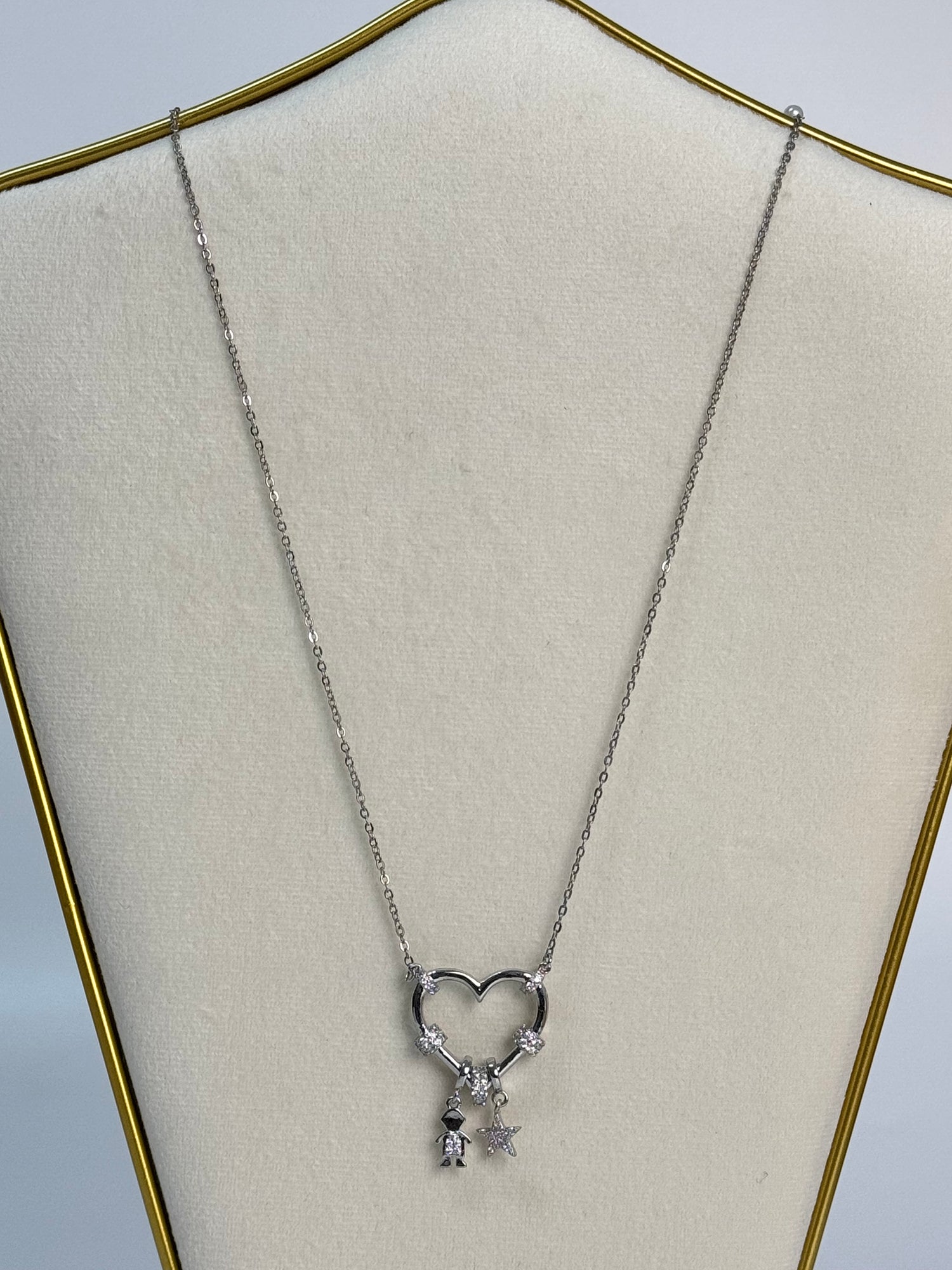 İTHAL KALP DETAYLI UZUN SİLVER KOLYE