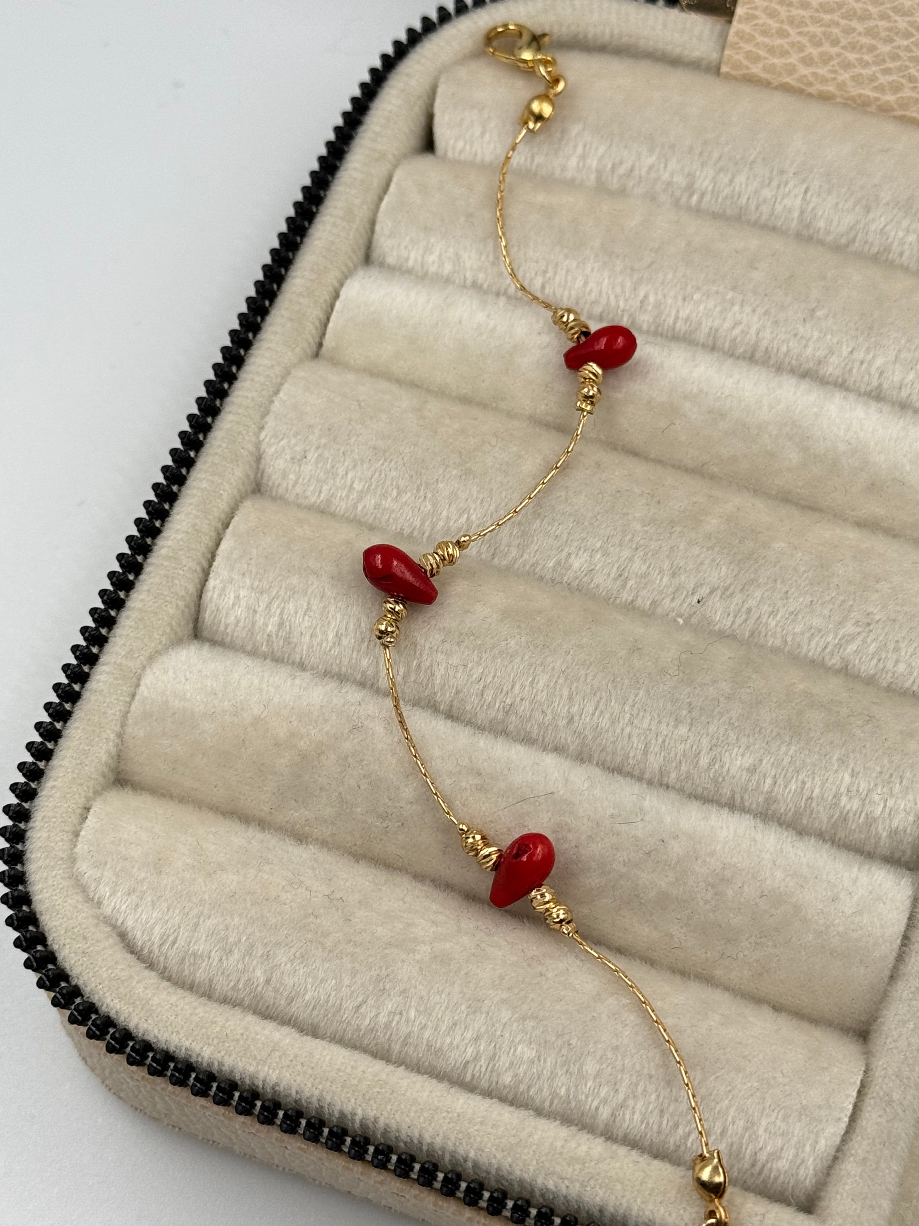 SİYARE MERCAN DOĞAL TAŞLI ALTIN KAPLAMA BİLEKLİK