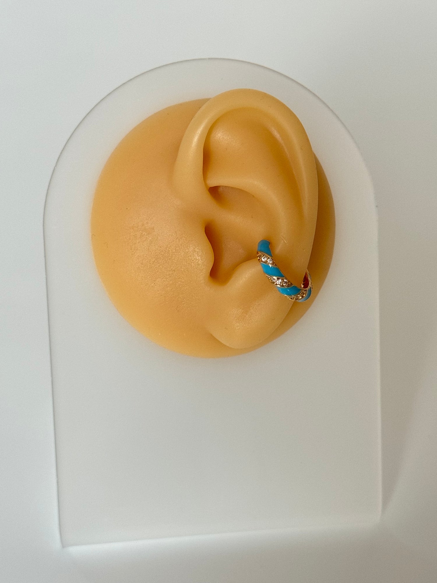 İTHAL MAVİ MİNELİ GOLD KIKIRDAK KÜPE EARCUFF