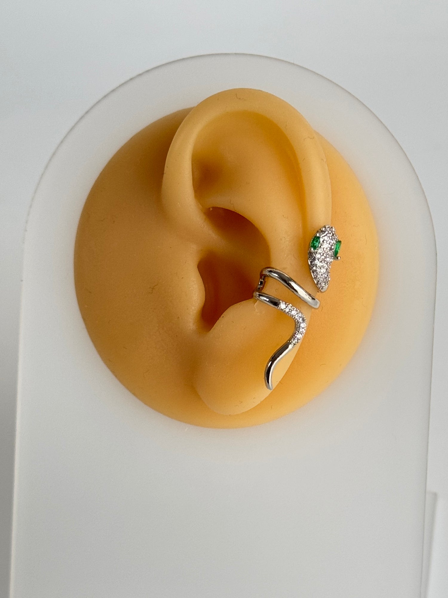 İTHAL YILANLI SİLVER KIKIRDAK KÜPE EARCUFF